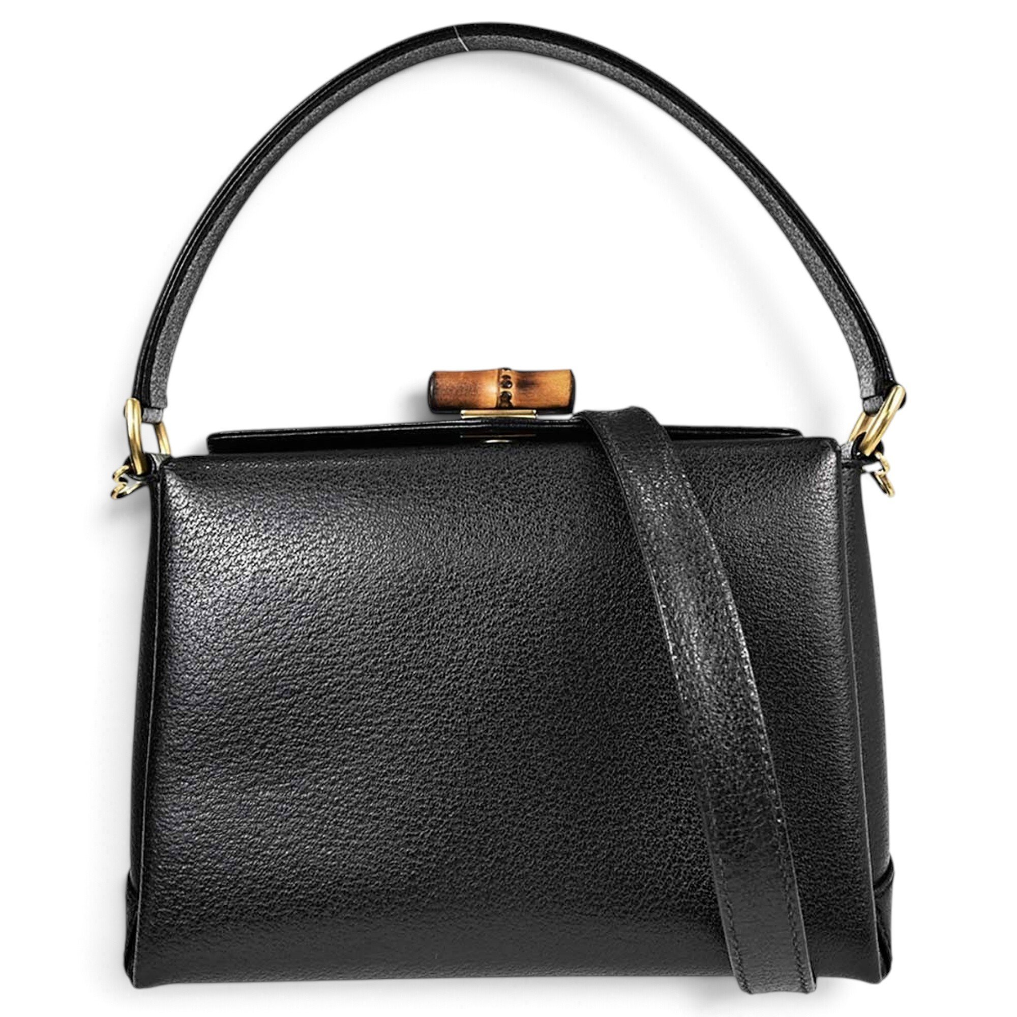 Bamboo Top Handle leather handbag