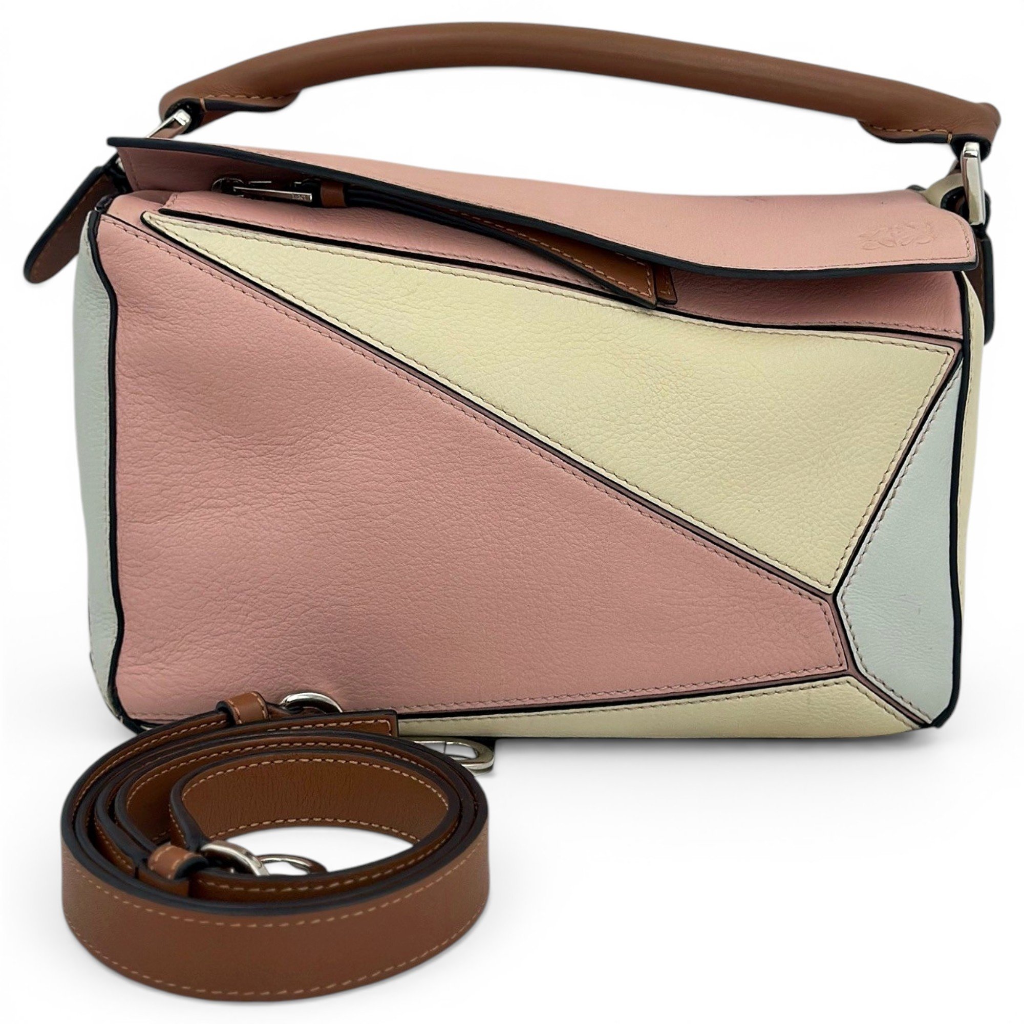 Puzzle leather handbag