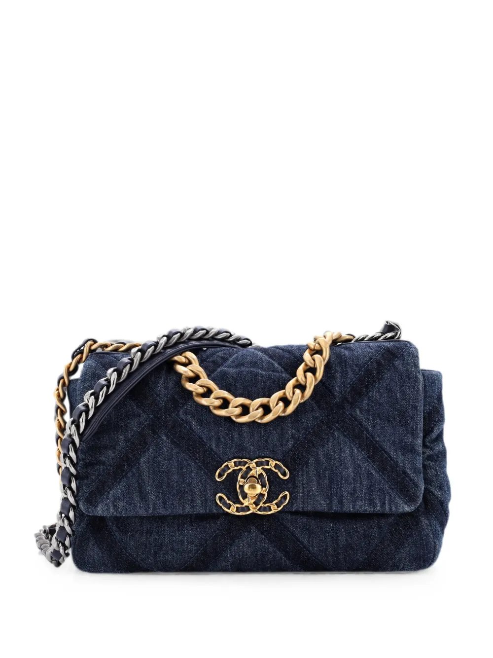 19 Flap Bag Quilted Denim Medium shoulder bag
