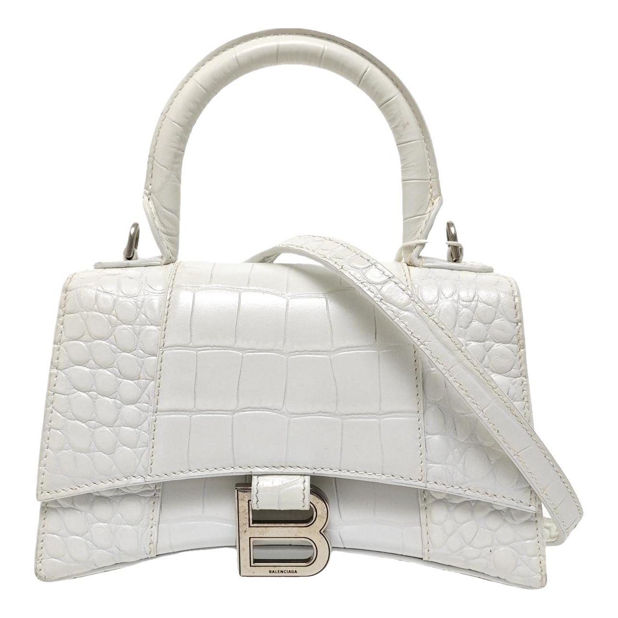 Hourglass leather handbag