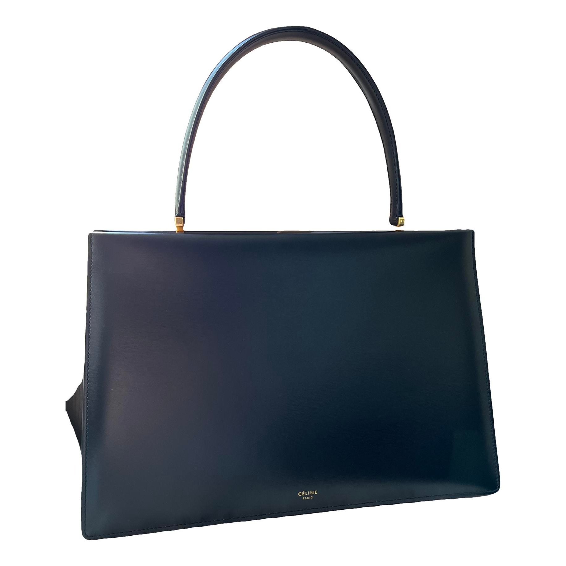 Clasp leather handbag