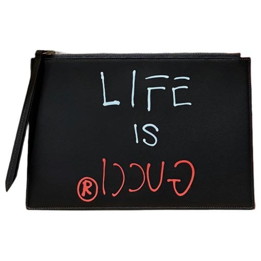 Leather clutch bag