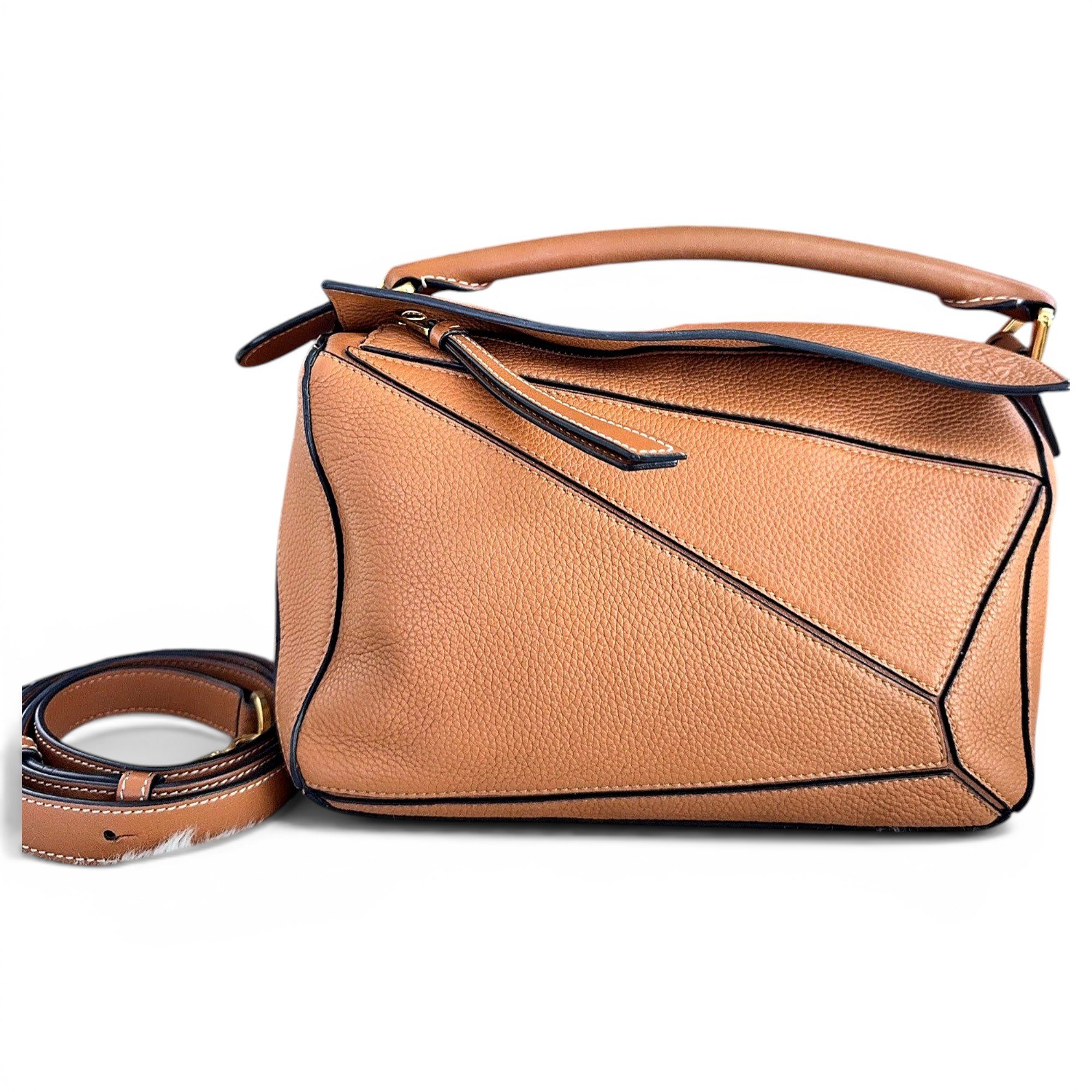 Puzzle leather handbag