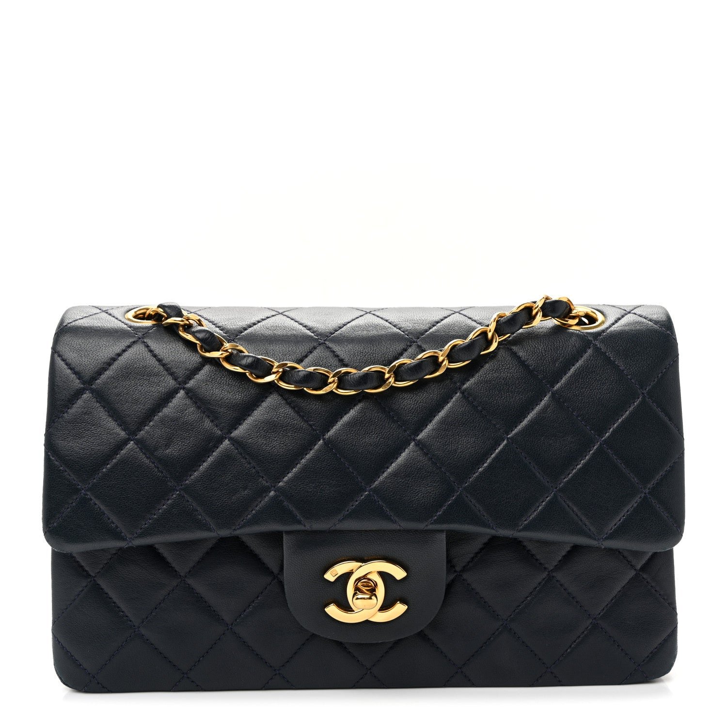 Chanel Lambskin Quilted Small Double Flap Navy
