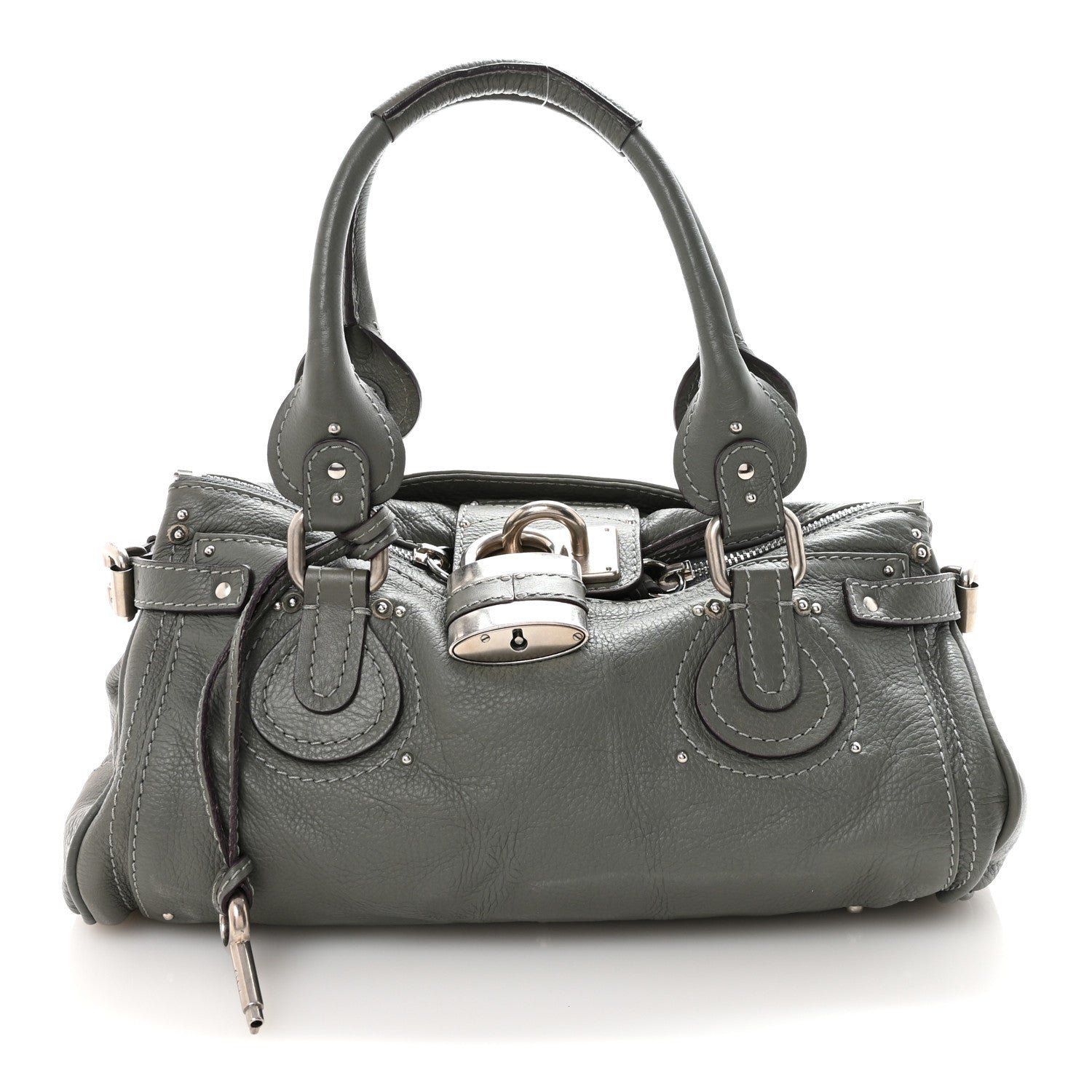 Chloe Calfskin Medium Paddington Satchel Gray