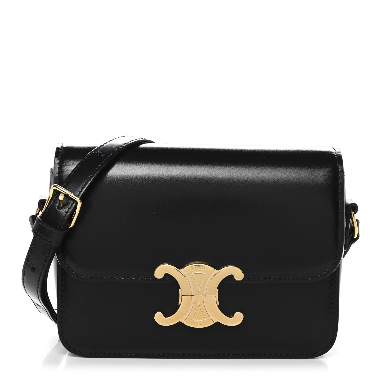 Celine Shiny Calfskin Teen Triomphe Black