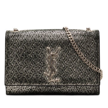 Small Metallic Chevron Calfskin Monogram Kate Crossbody