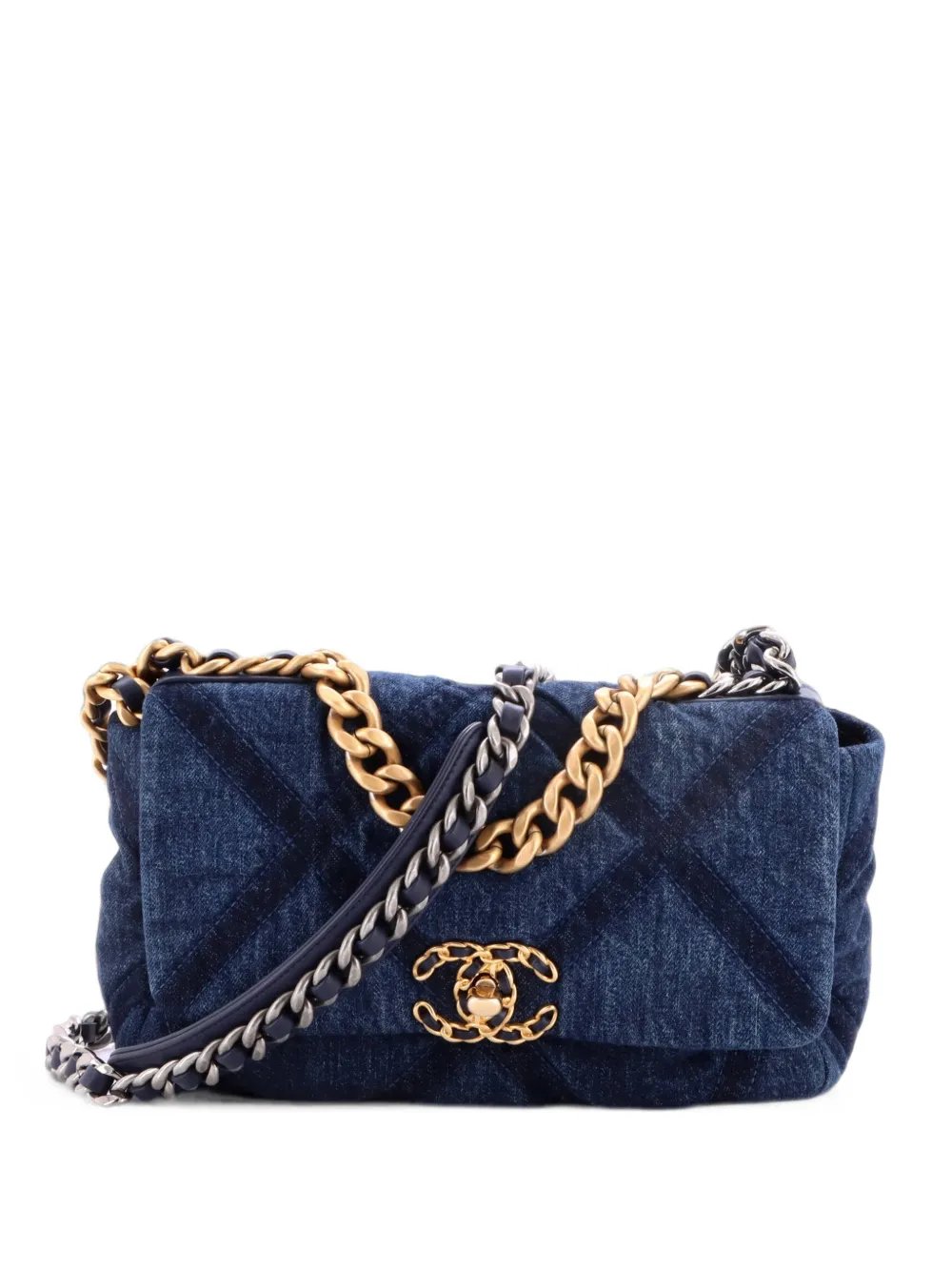 19 Flap Bag Quilted Denim Medium shoulder bag