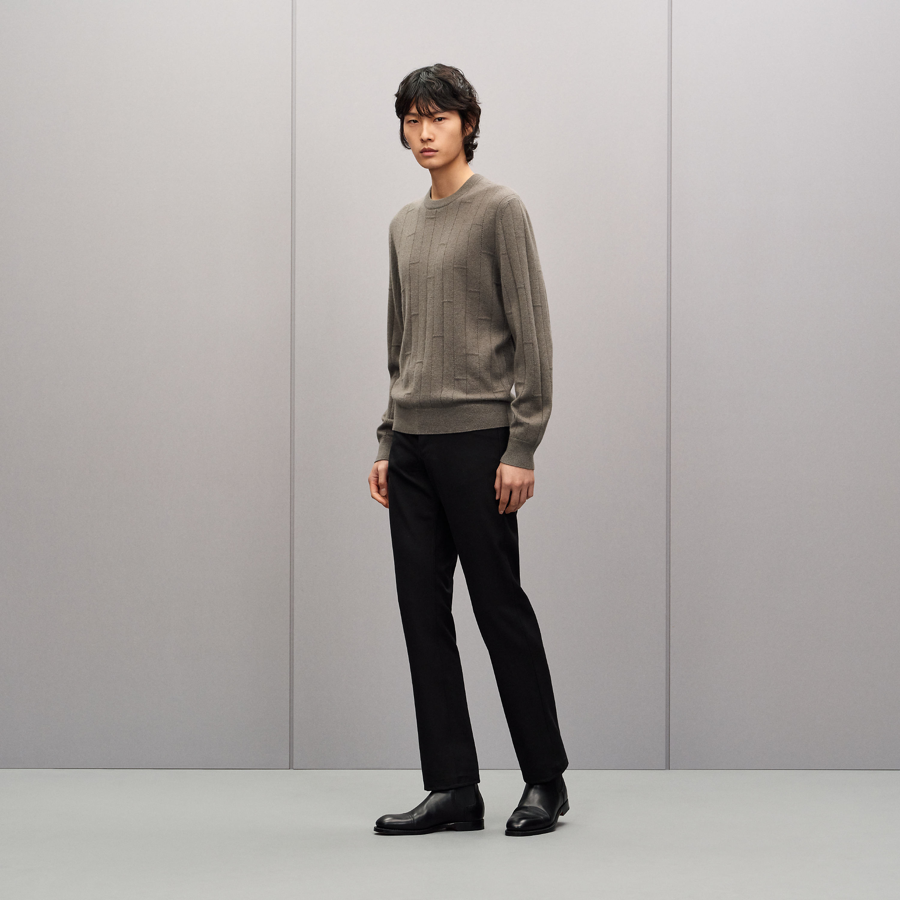 "H en Echelle" crewneck cashmere sweater
