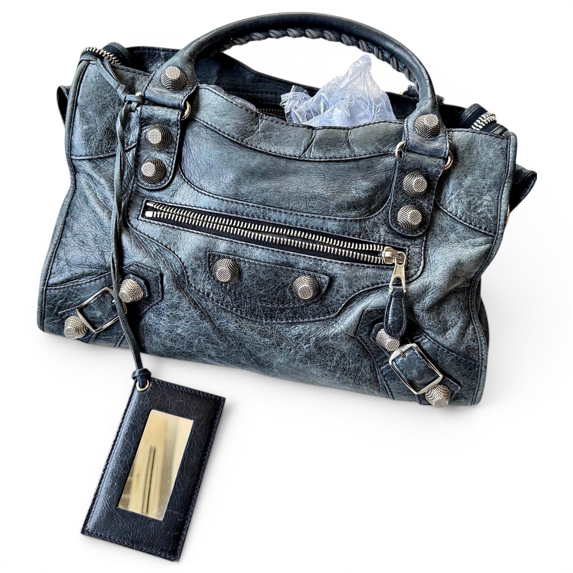 City leather handbag