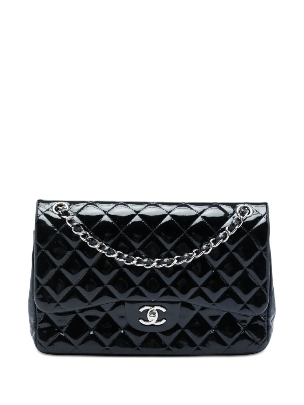 2014 Jumbo Classic Patent Double Flap shoulder bag