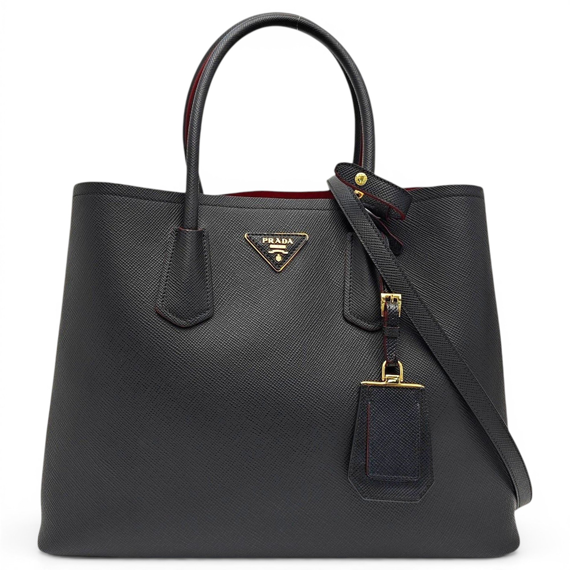 Double leather handbag
