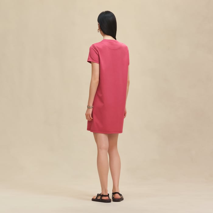 Rose Framboise Embroidered Pocket Dress