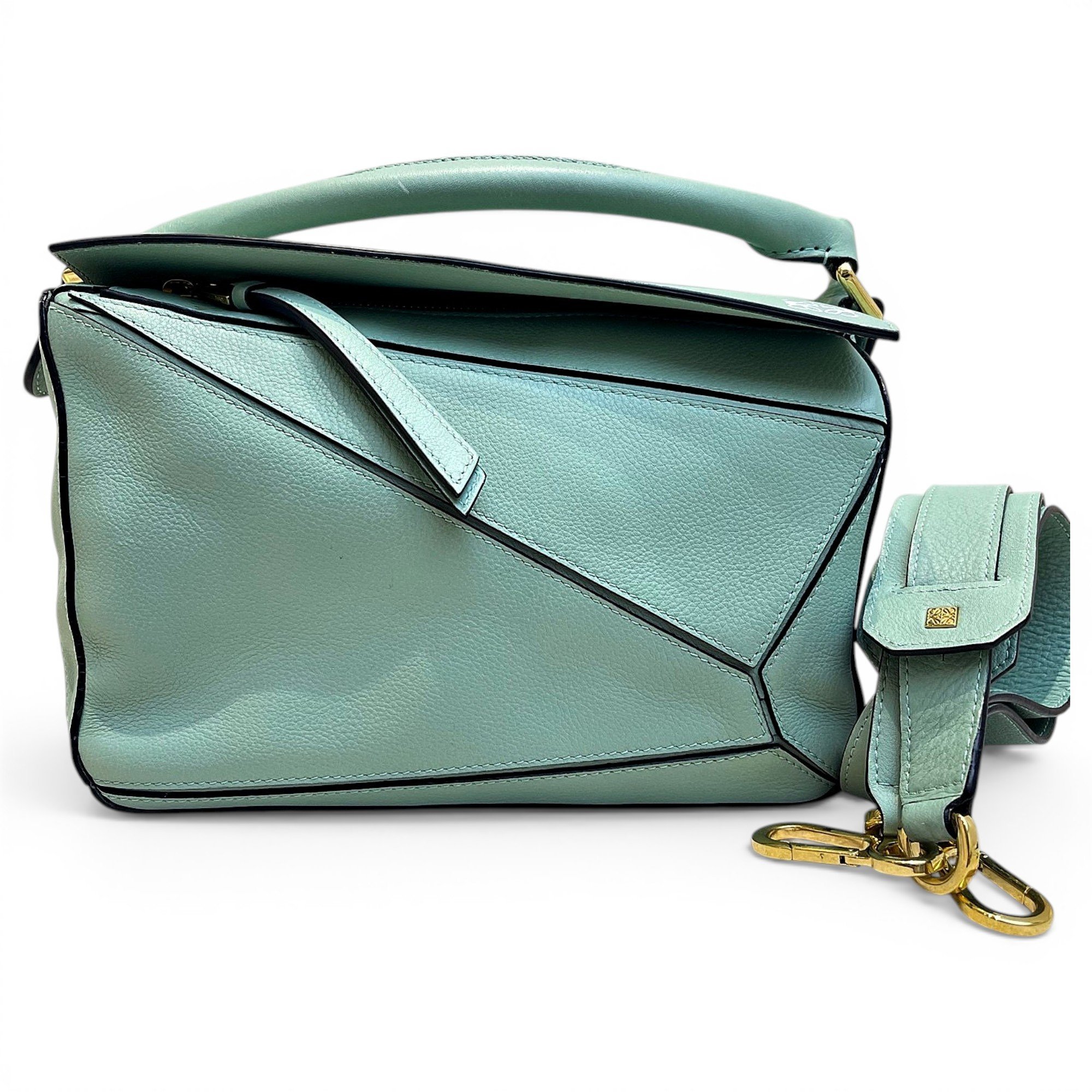 Puzzle leather handbag