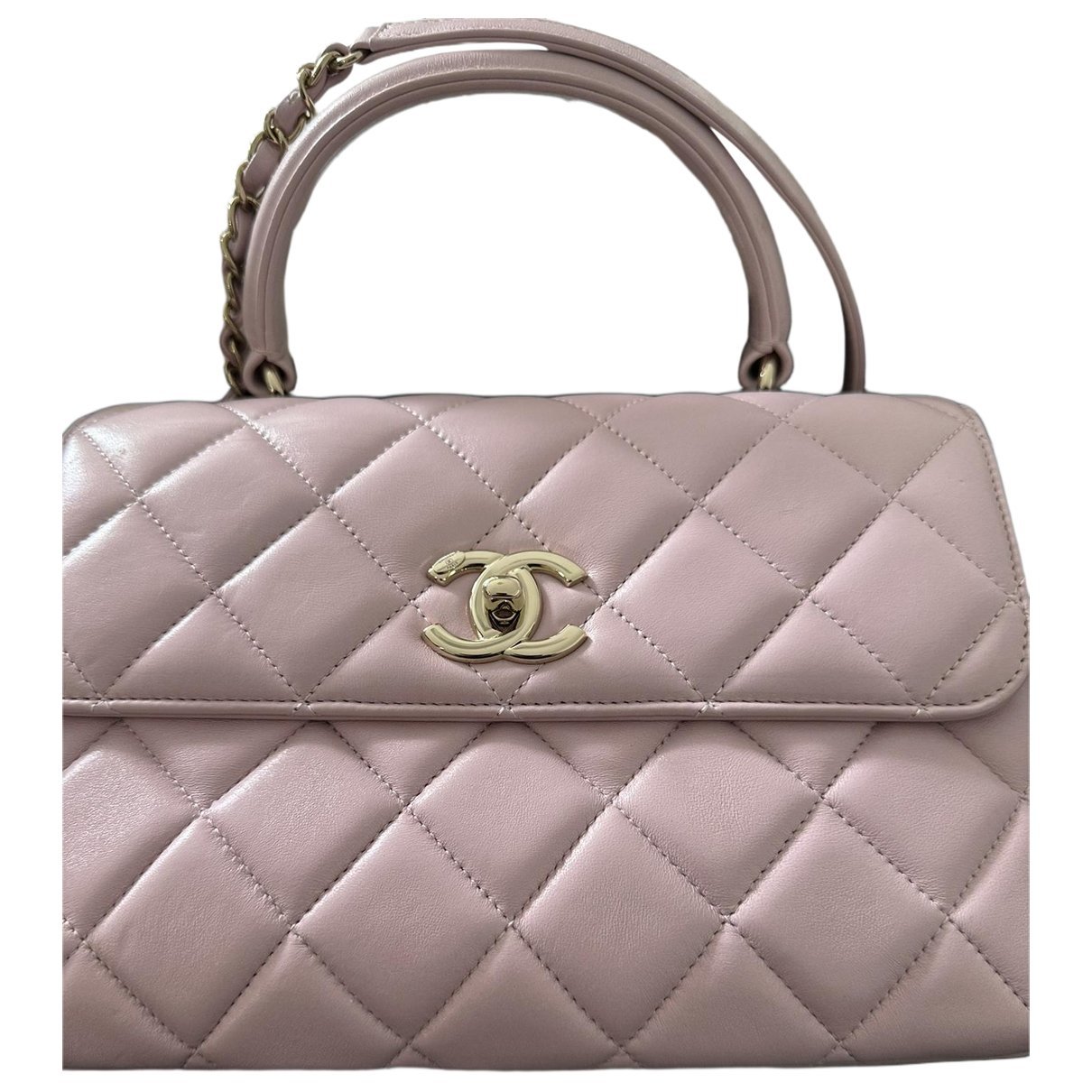 Trendy CC Top Handle leather handbag
