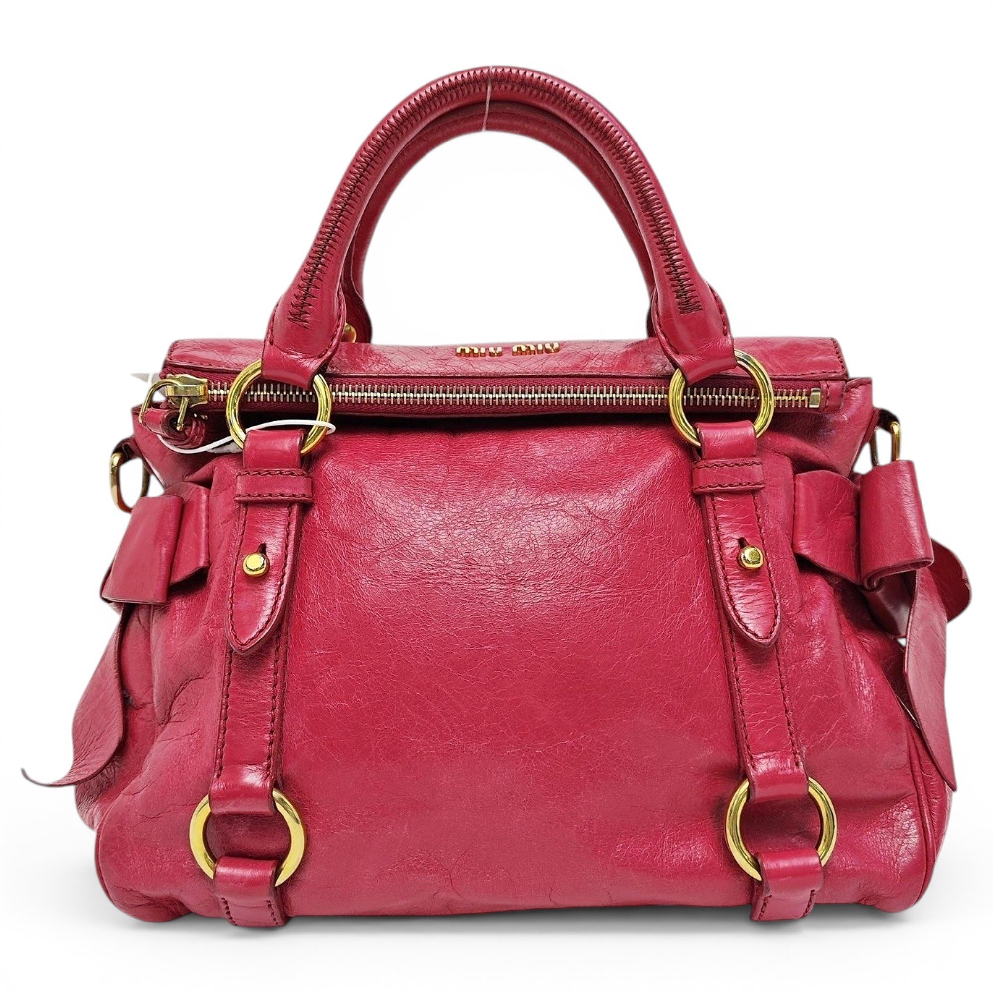 Bow bag leather handbag