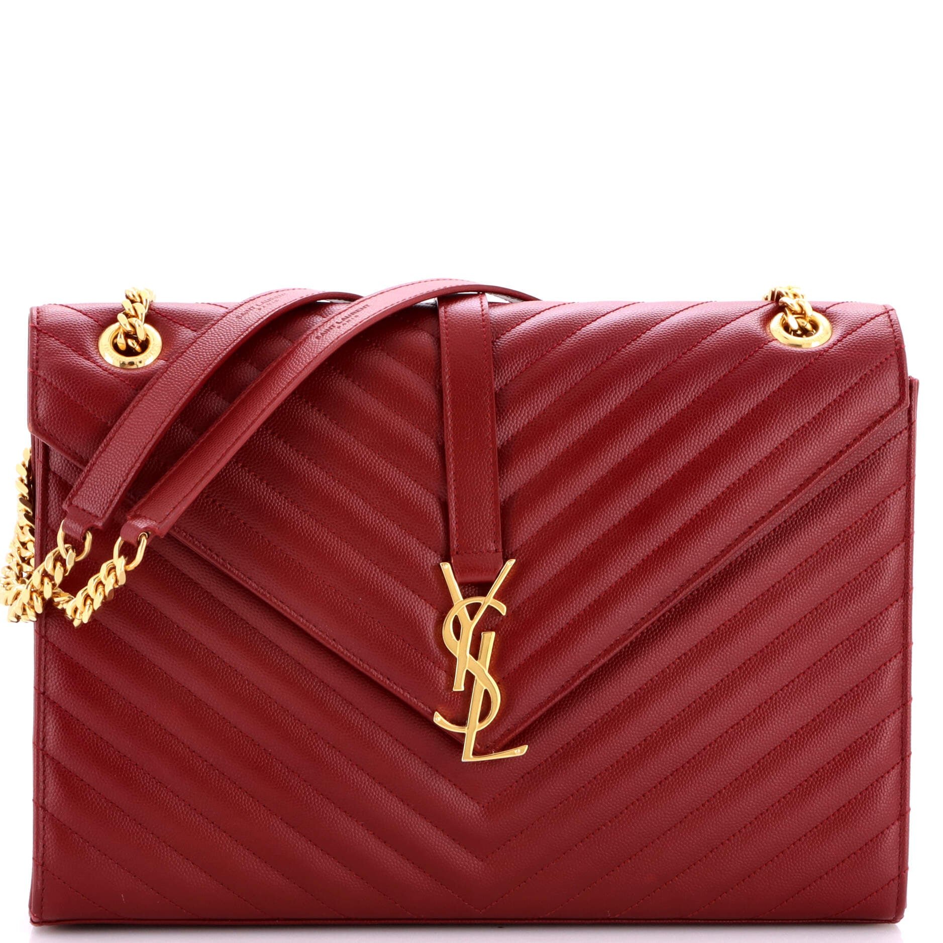 Saint Laurent Classic Monogram Envelope Satchel Matelasse Chevron Leather Large