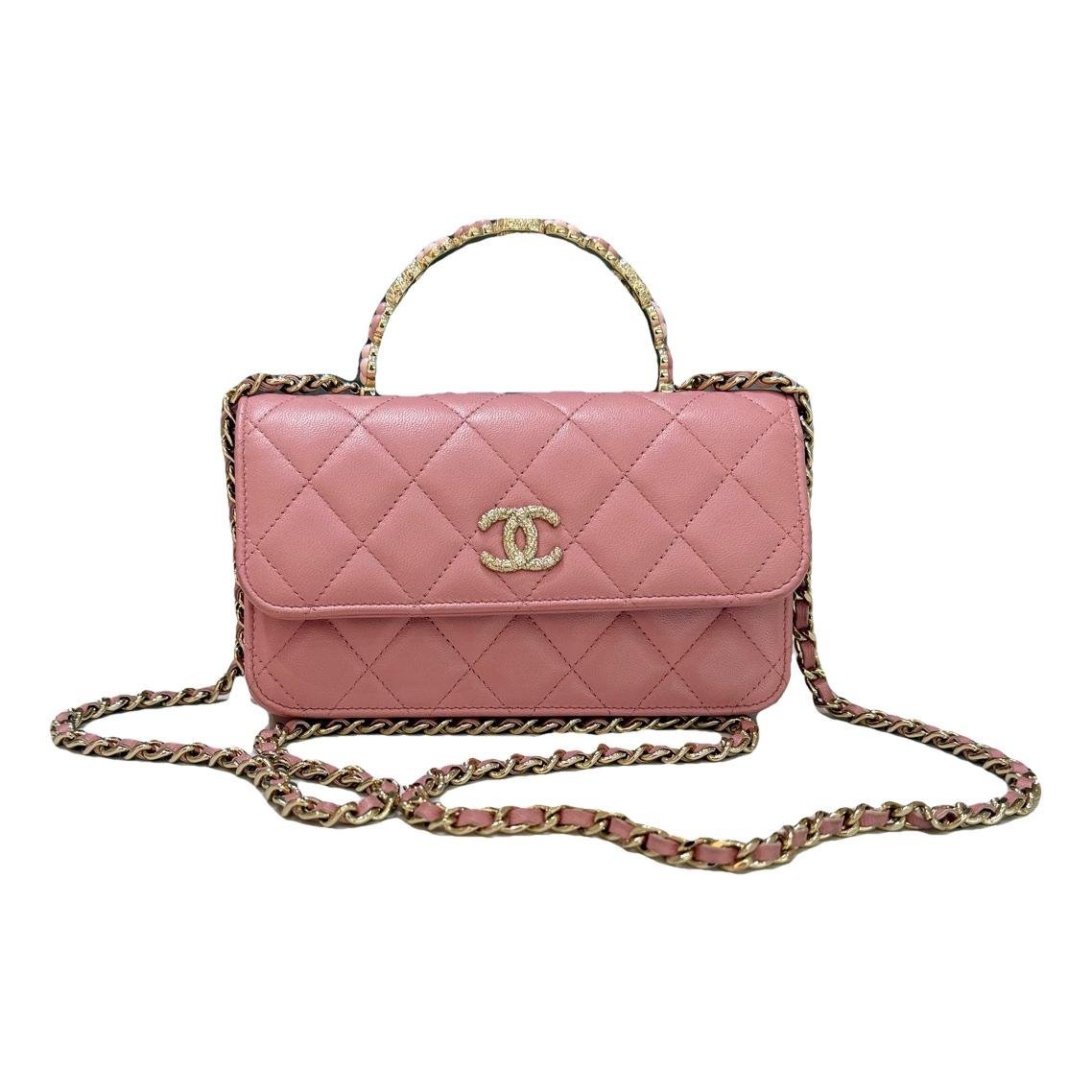 Trendy CC Top Handle leather handbag