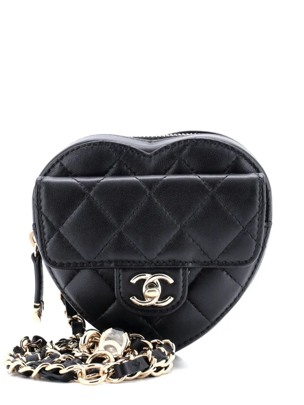 CC in Love Heart Quilted Lambskin belt bag