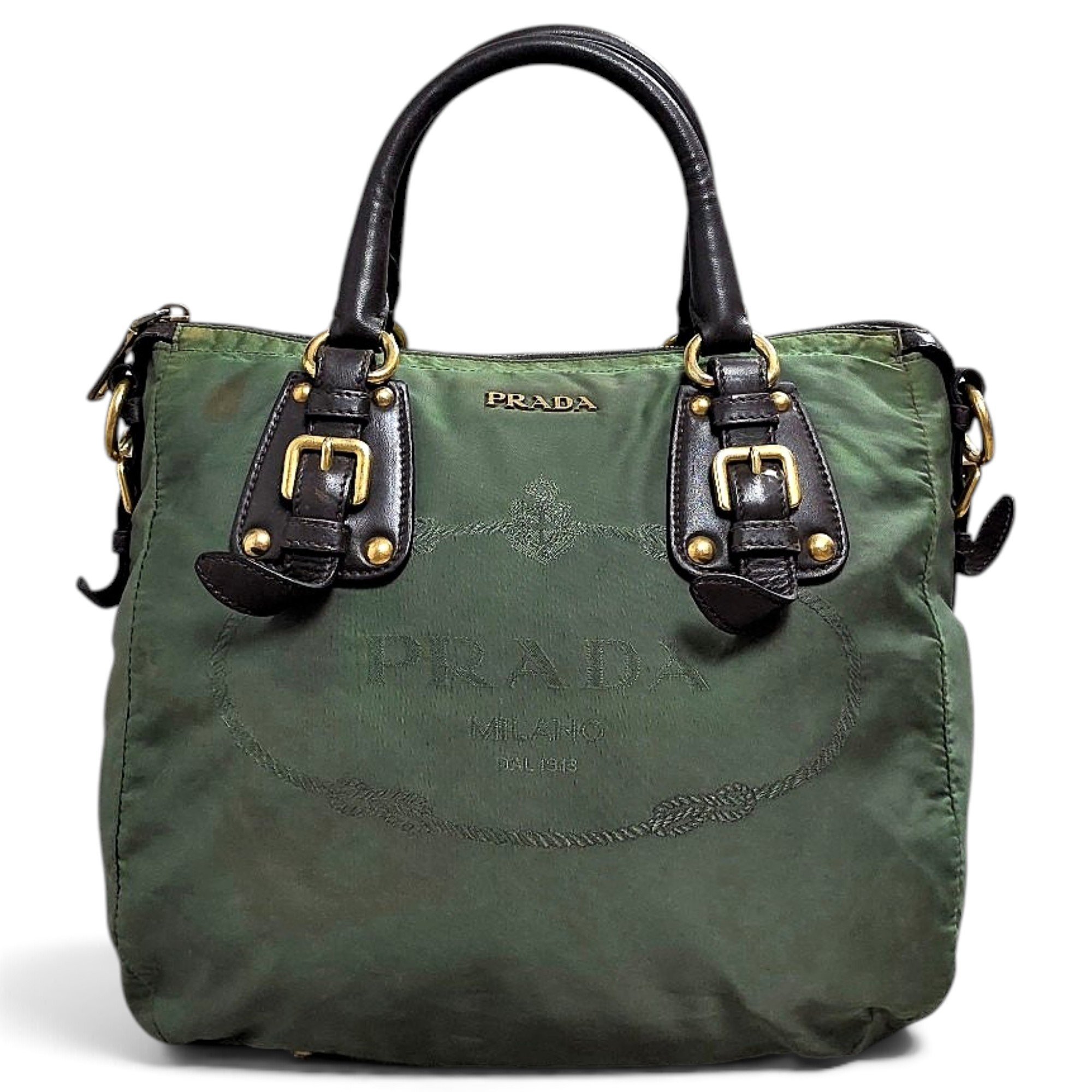 Re-Nylon leather handbag