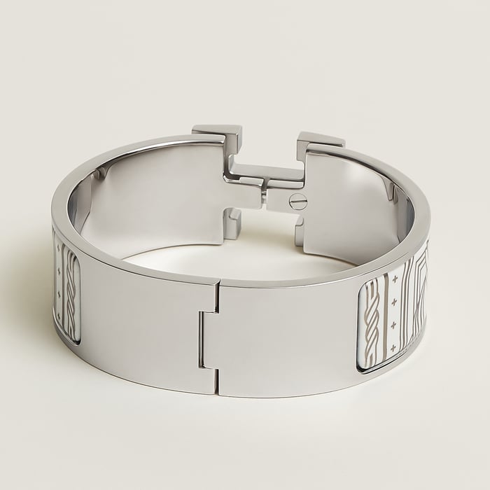 Orfèvre Blanc Platine Blanc Clic Clac H Quadrige Au Fil Bracelet