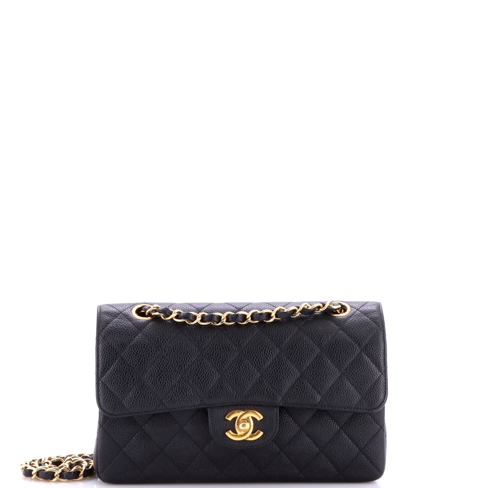 Classic Double Flap Bag Quilted Caviar Small