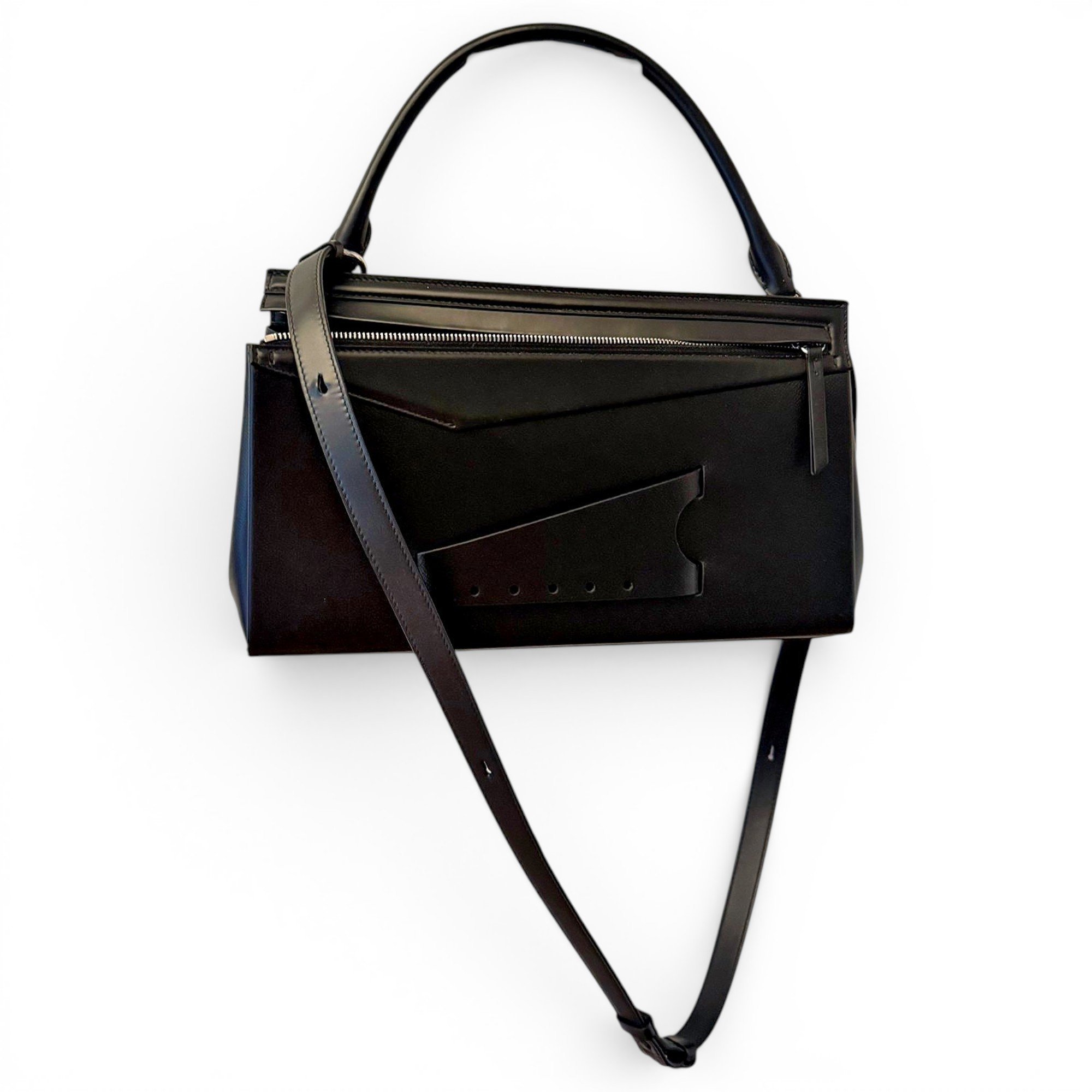 Snatched leather handbag