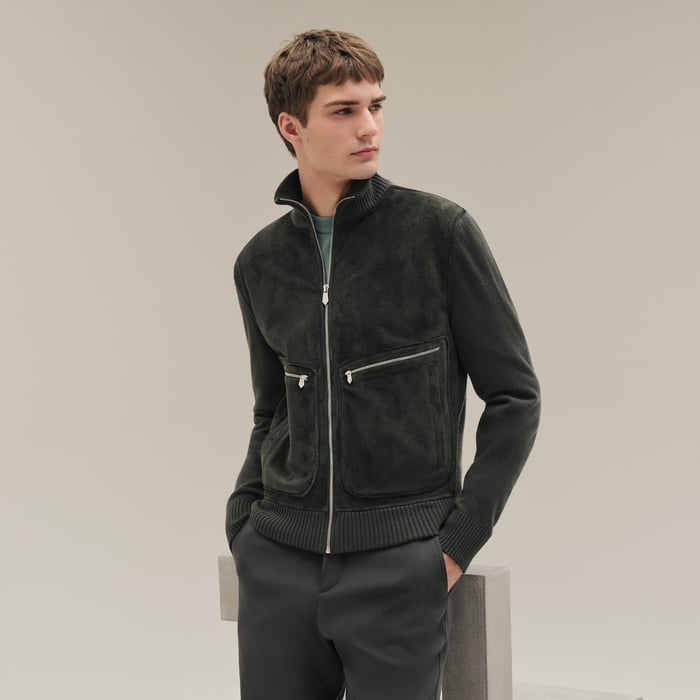 Vert Chrome "Devant Cuir" Zipped Jacket