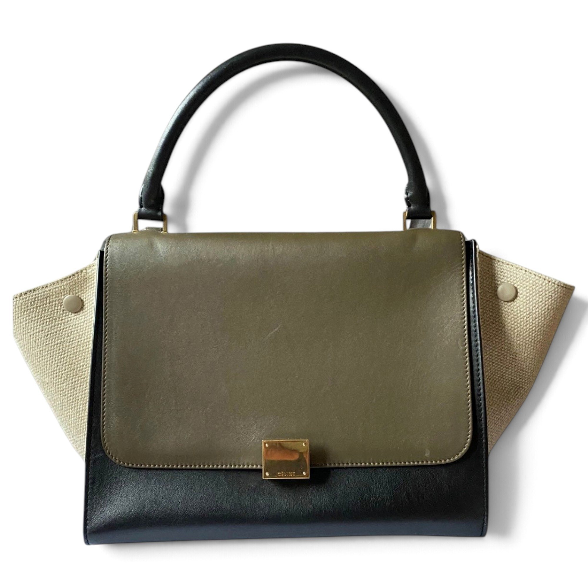 Trapèze leather handbag