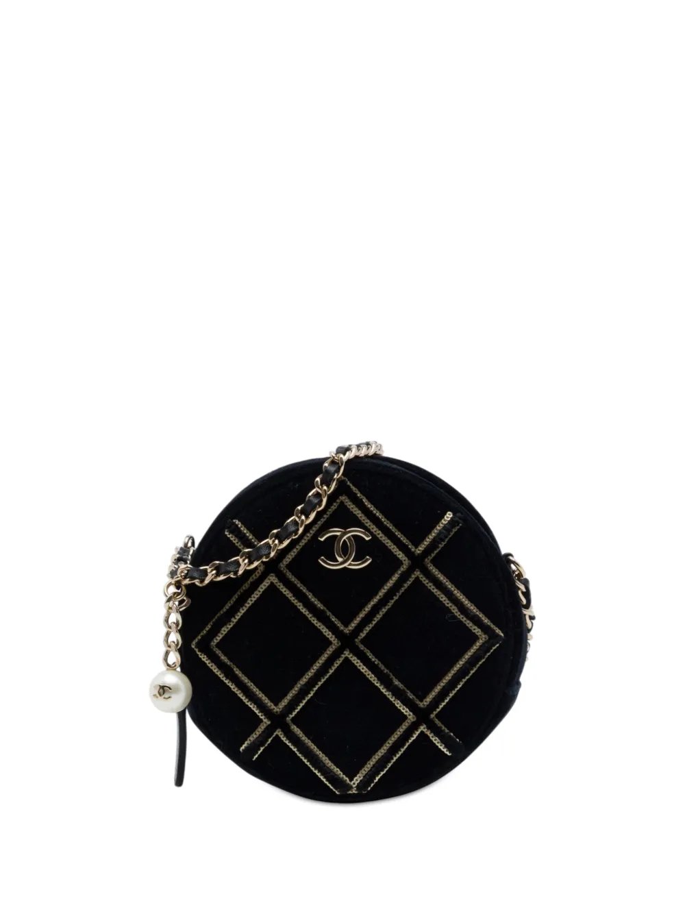 2019 Velvet Pearl Sequin Round crossbody bag