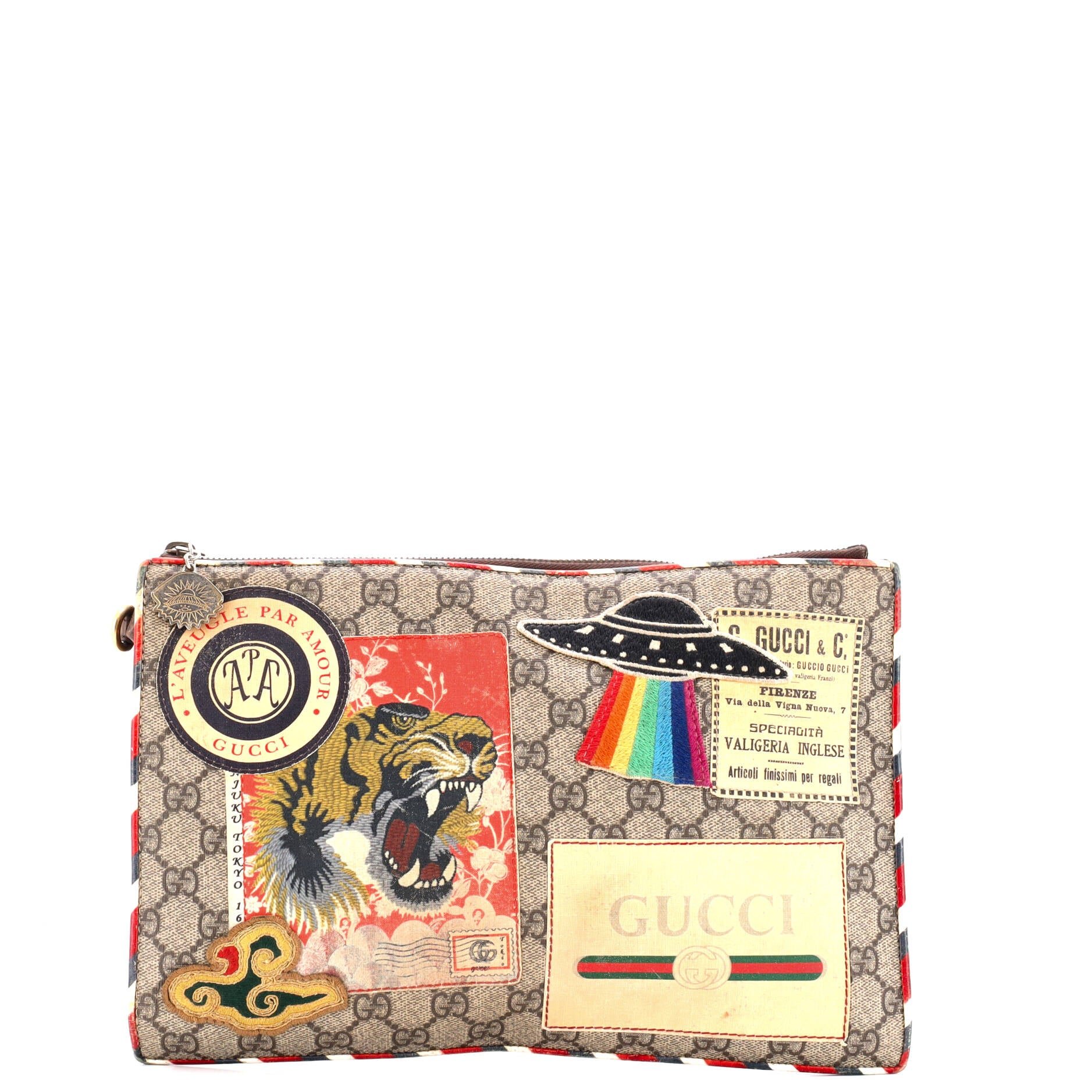 Courrier Pouch GG Coated Canvas with Applique