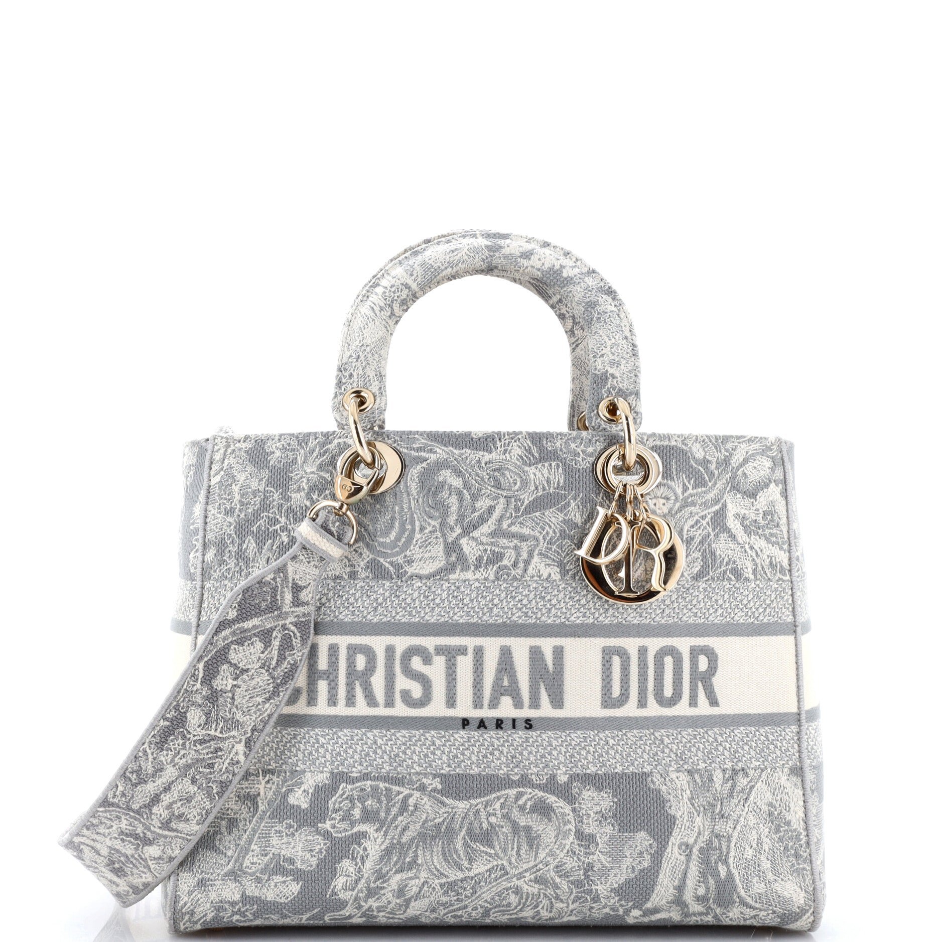 Lady D-Lite Bag Embroidered Canvas Large