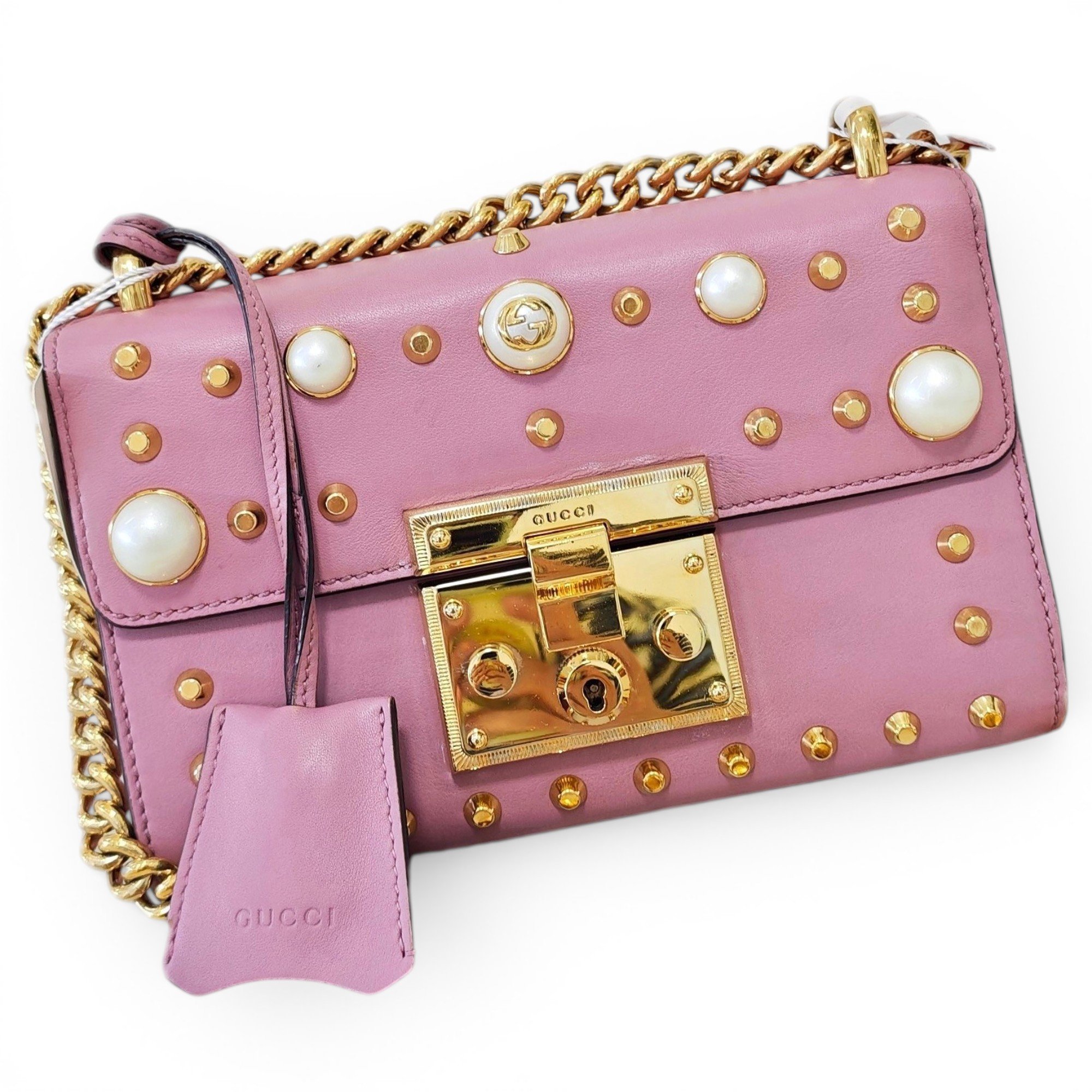 Padlock leather handbag