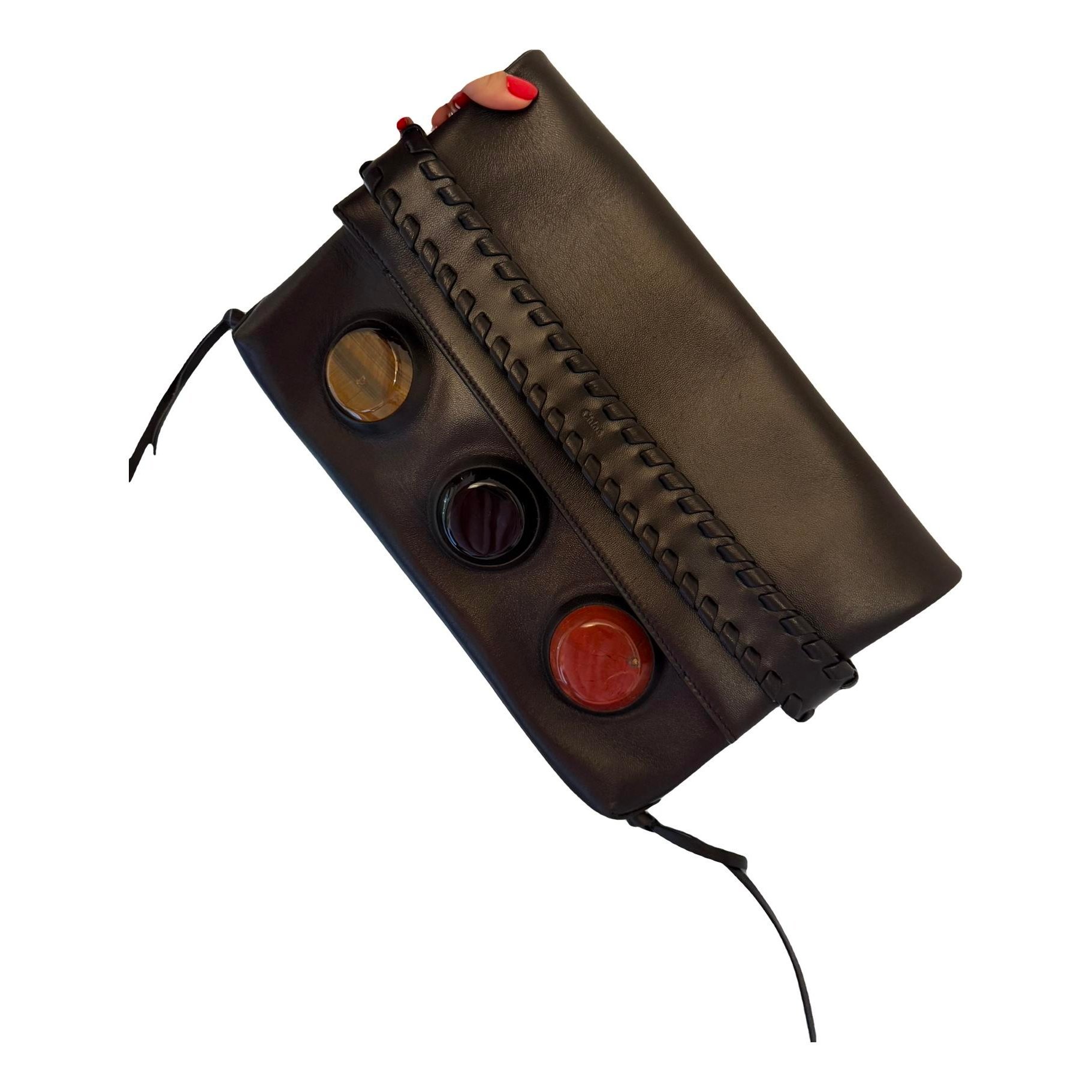 Leather clutch bag