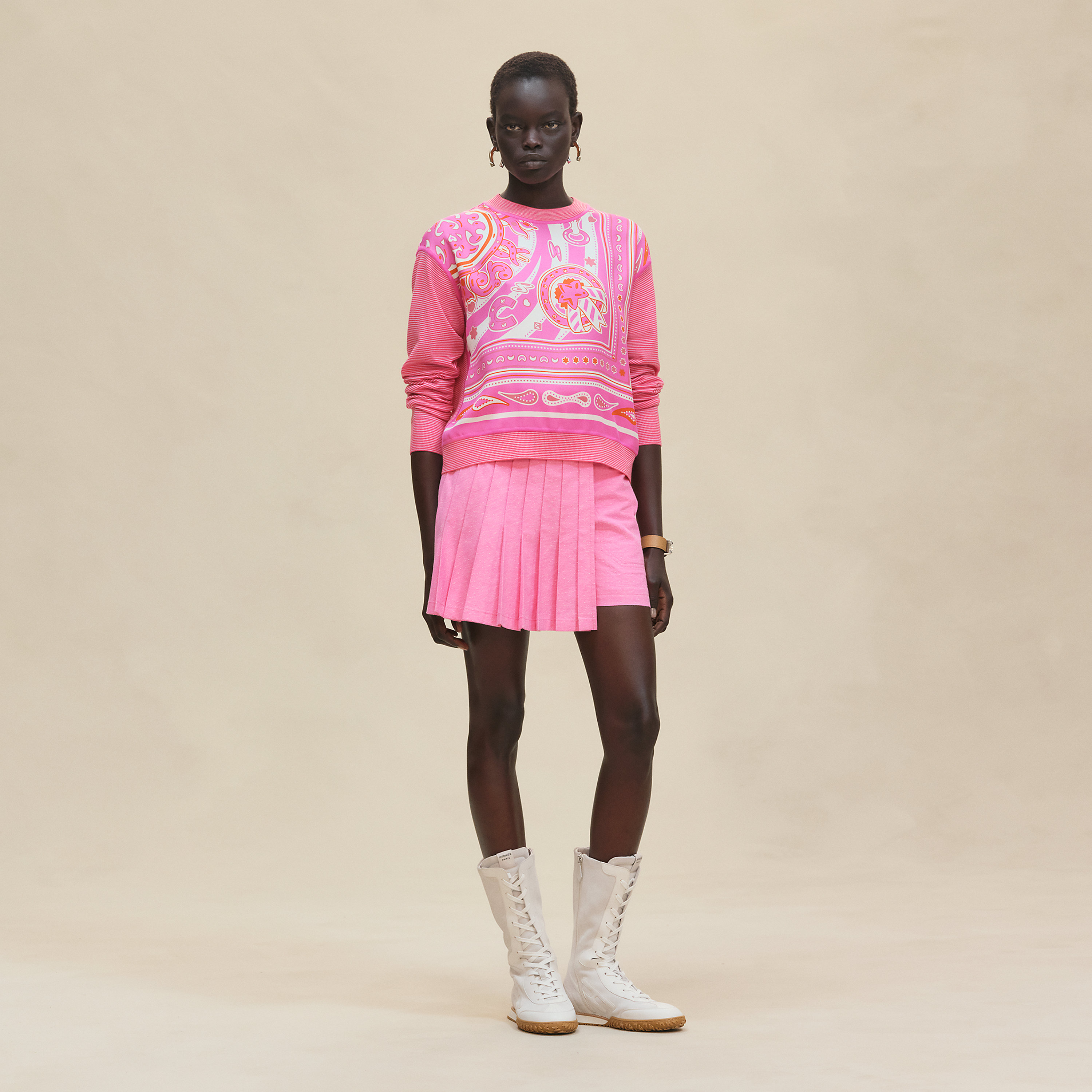 "Candy Libris" long-sleeve twillaine sweater