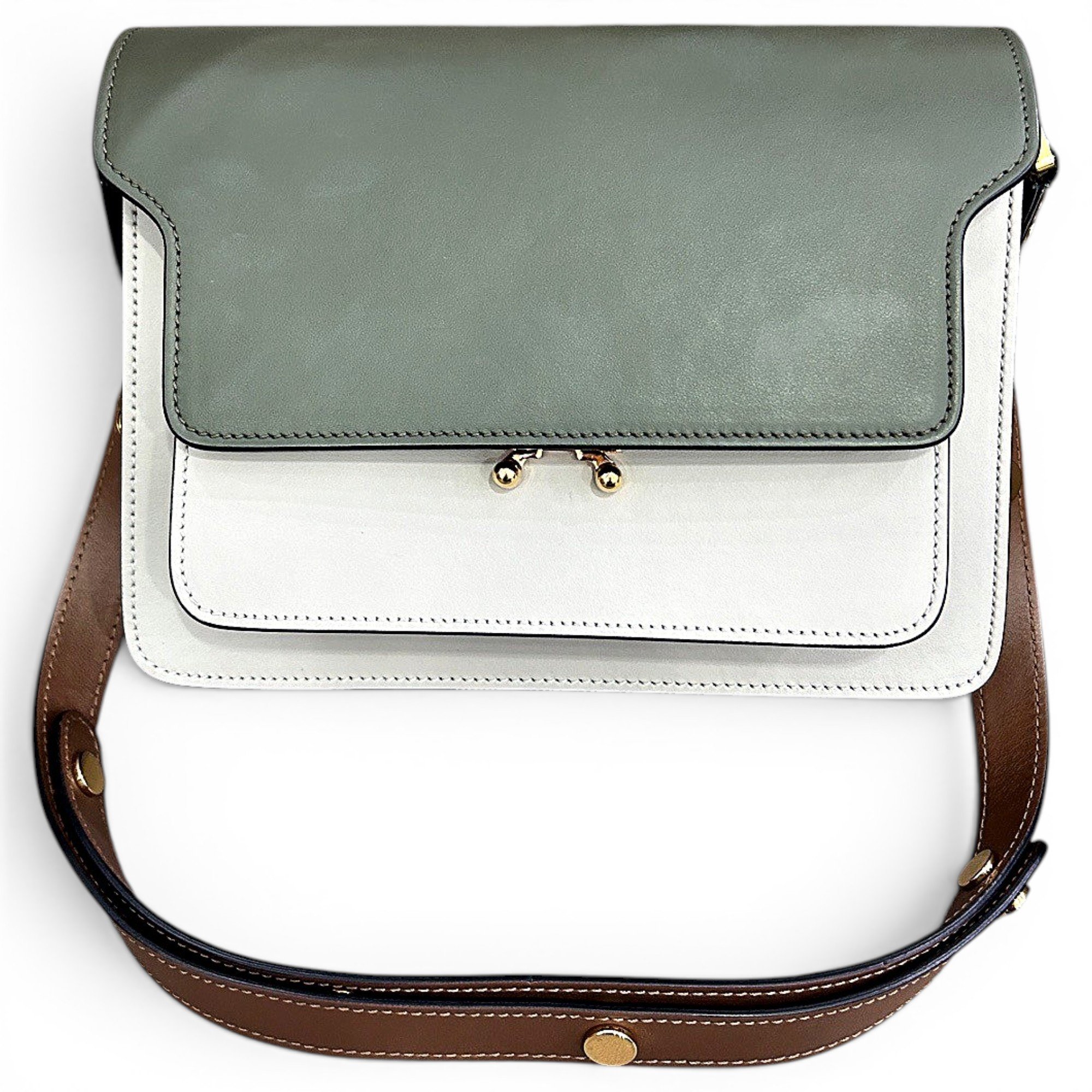 Trunk leather crossbody bag