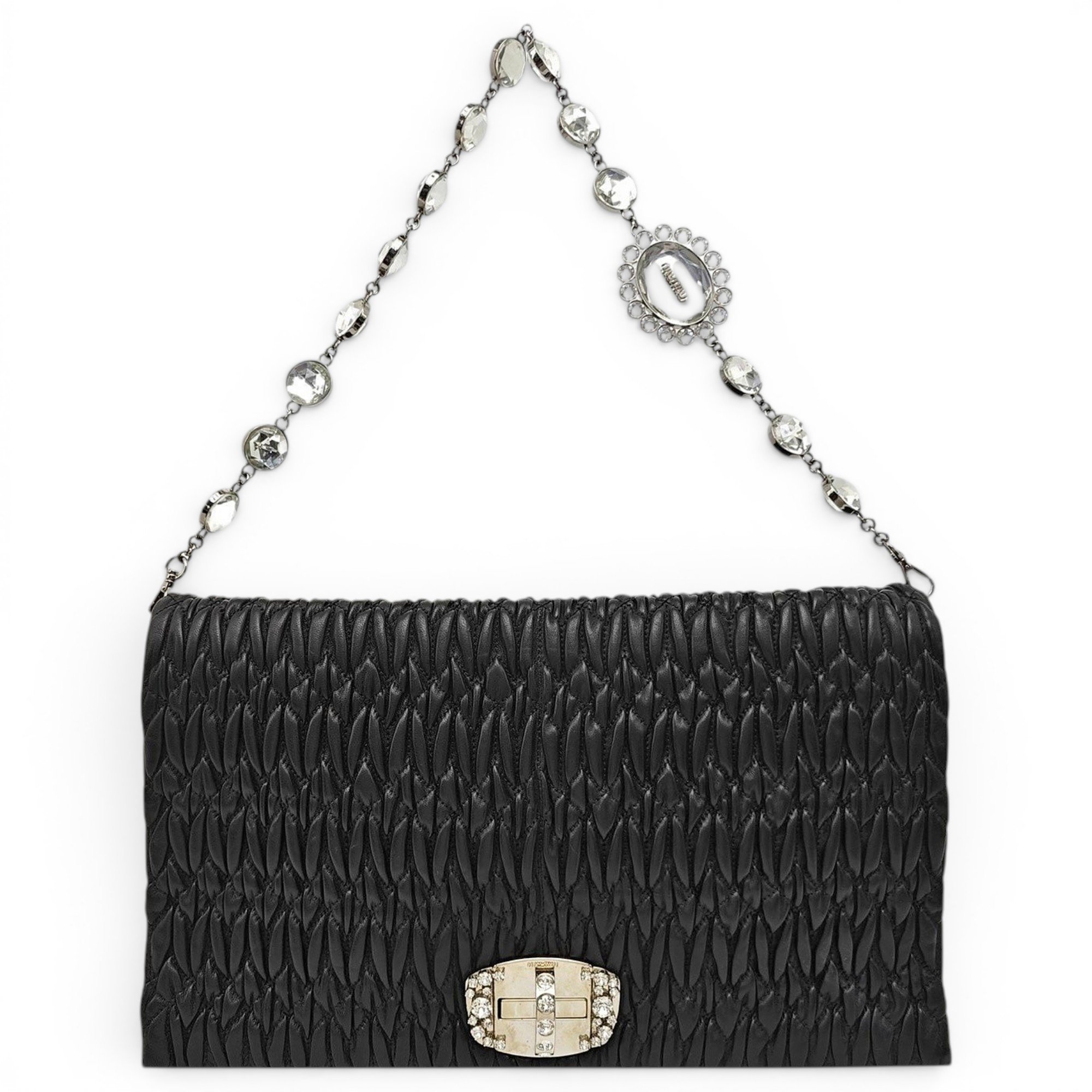 Miu Crystal leather handbag