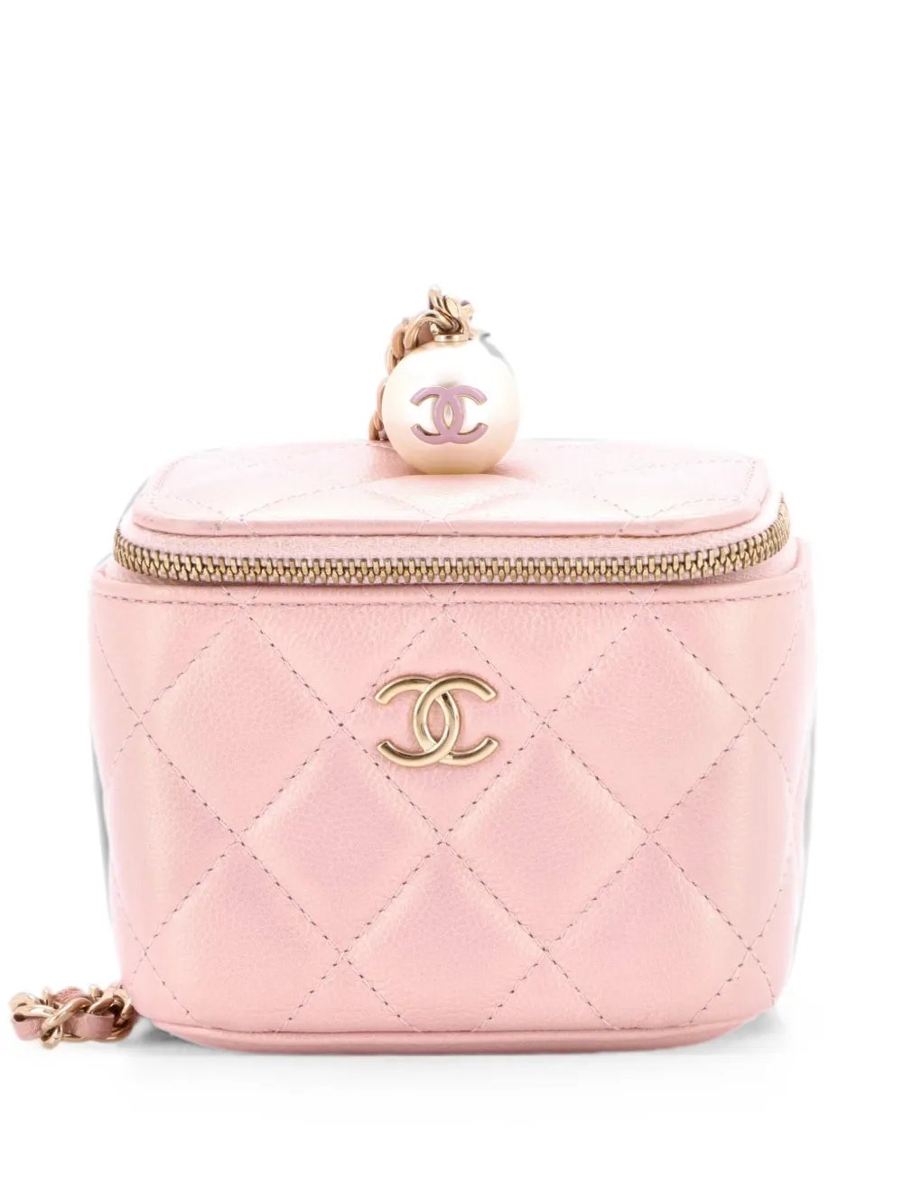 Classic Pearl Vanity Case with Chain Quilted Caviar Mini clutch bag