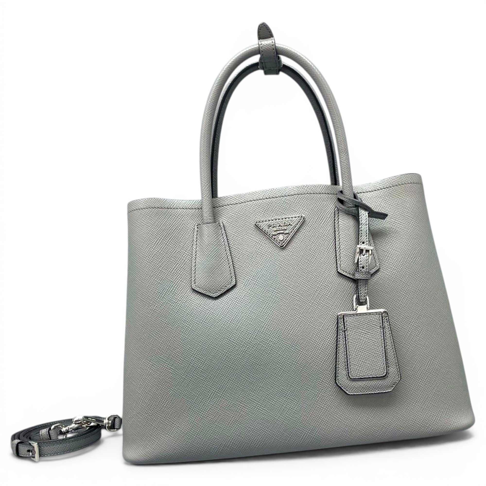 Double leather handbag