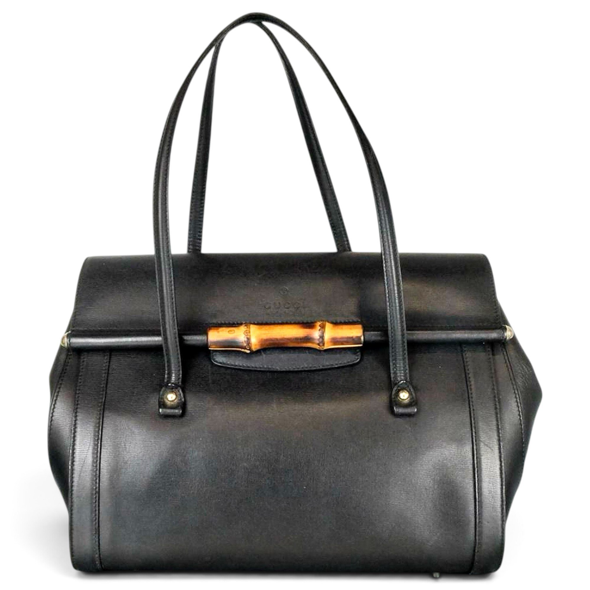 Bamboo Bullet Top Handle leather tote