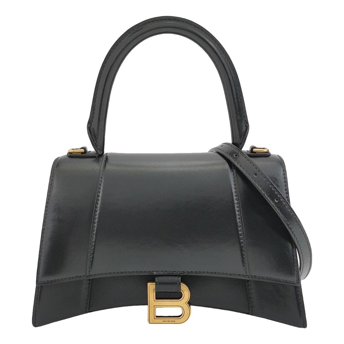 Hourglass leather handbag