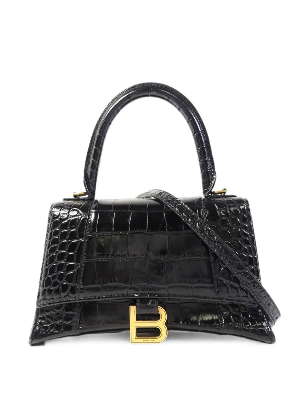Hourglass crocodile-effect tote bag