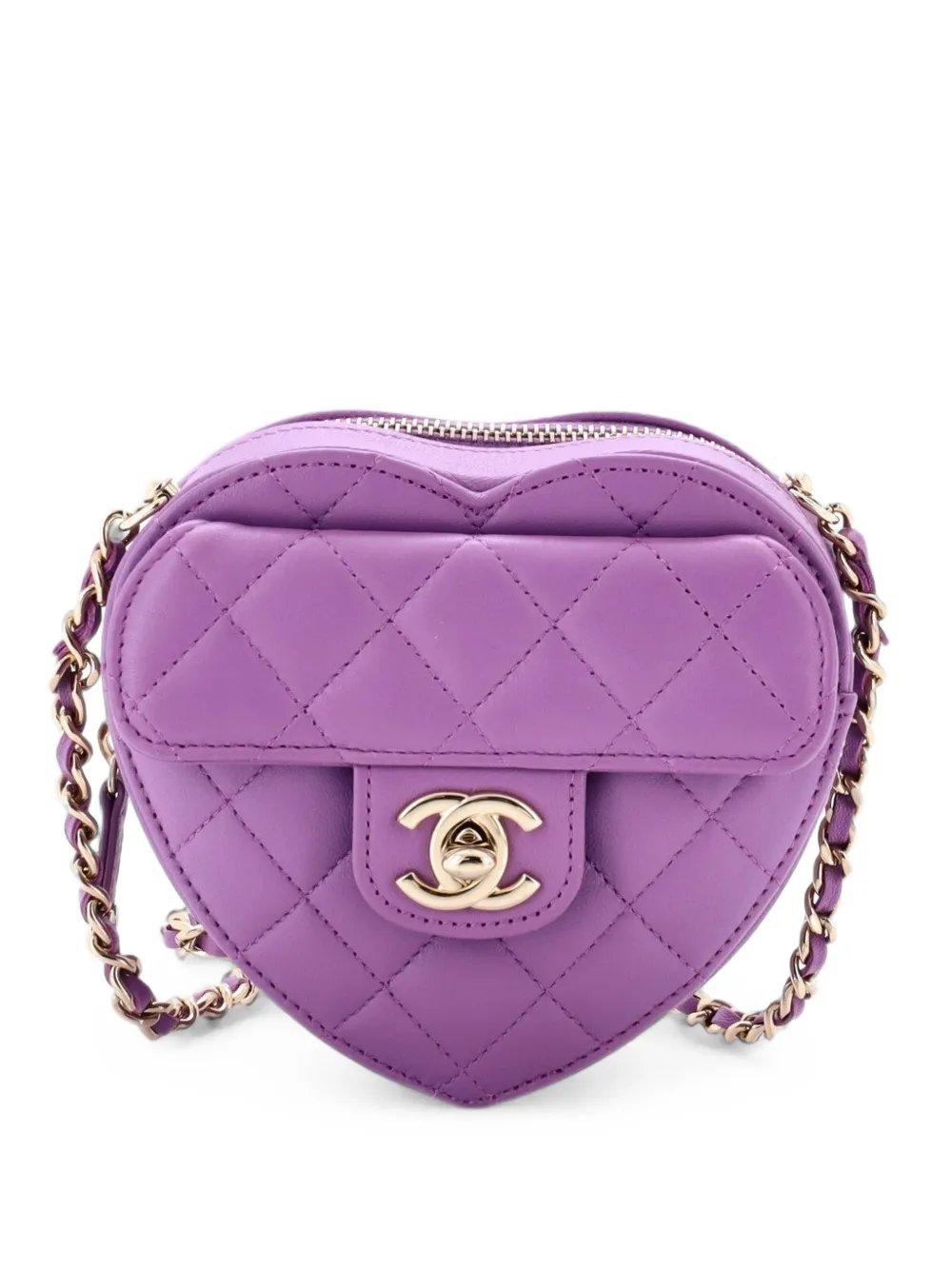 CC in Love Heart Clutch with Chain Quilted Lambskin crossbody bag