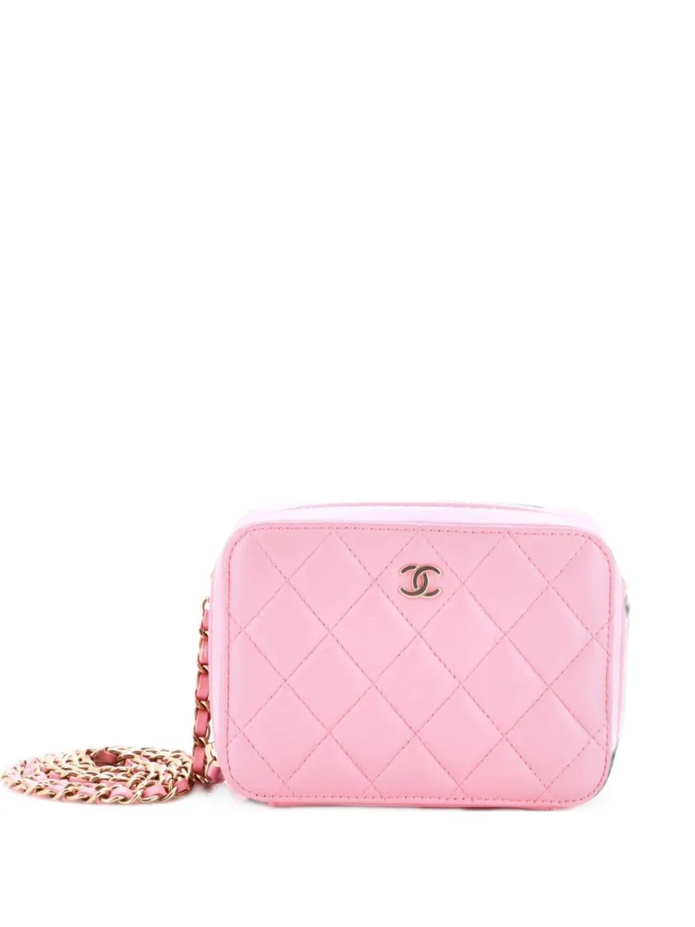 Zip Around Vanity Case with Chain Quilted Lambskin Mini crossbody bag