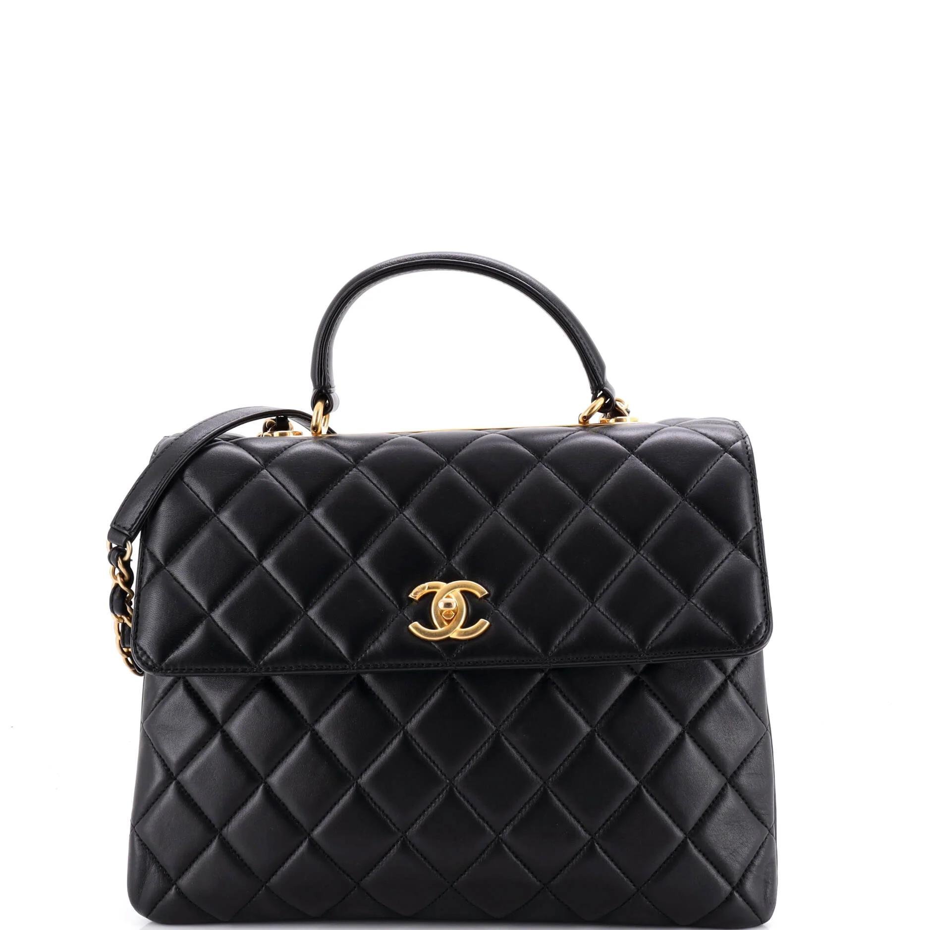 Trendy CC Top Handle leather handbag