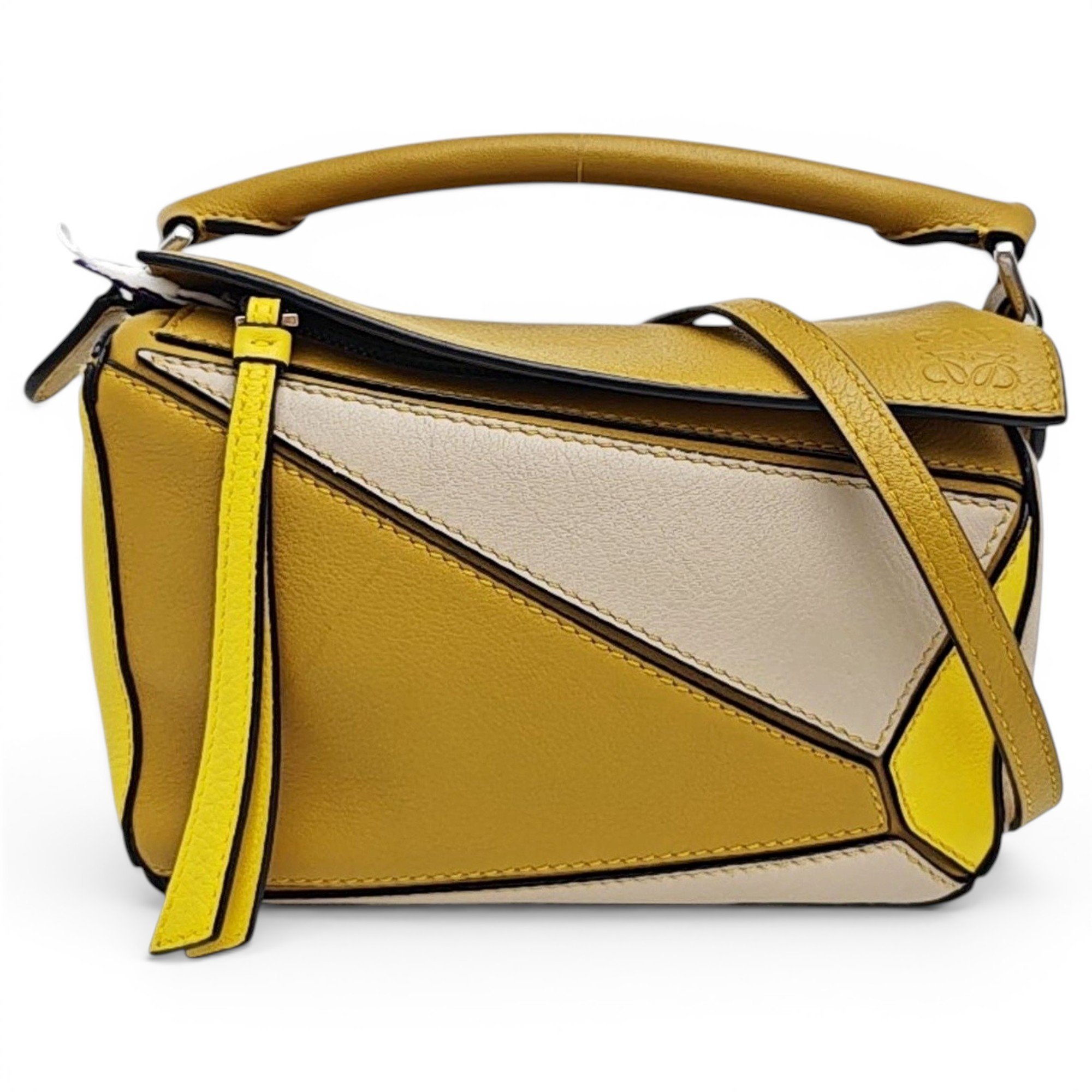 Puzzle leather handbag