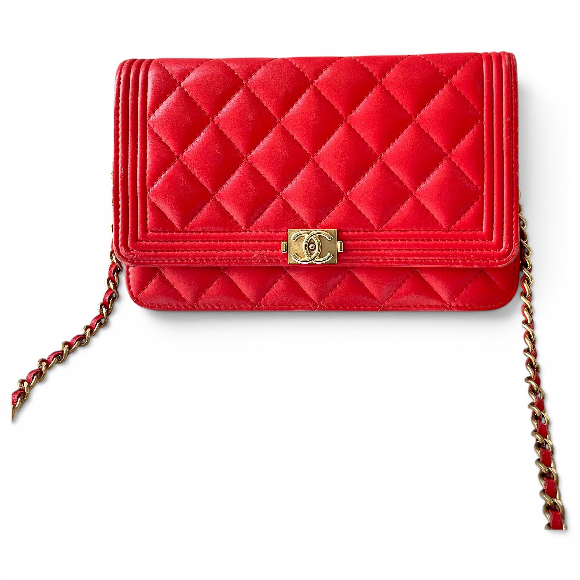 Wallet On Chain Boy Half Flap leather handbag