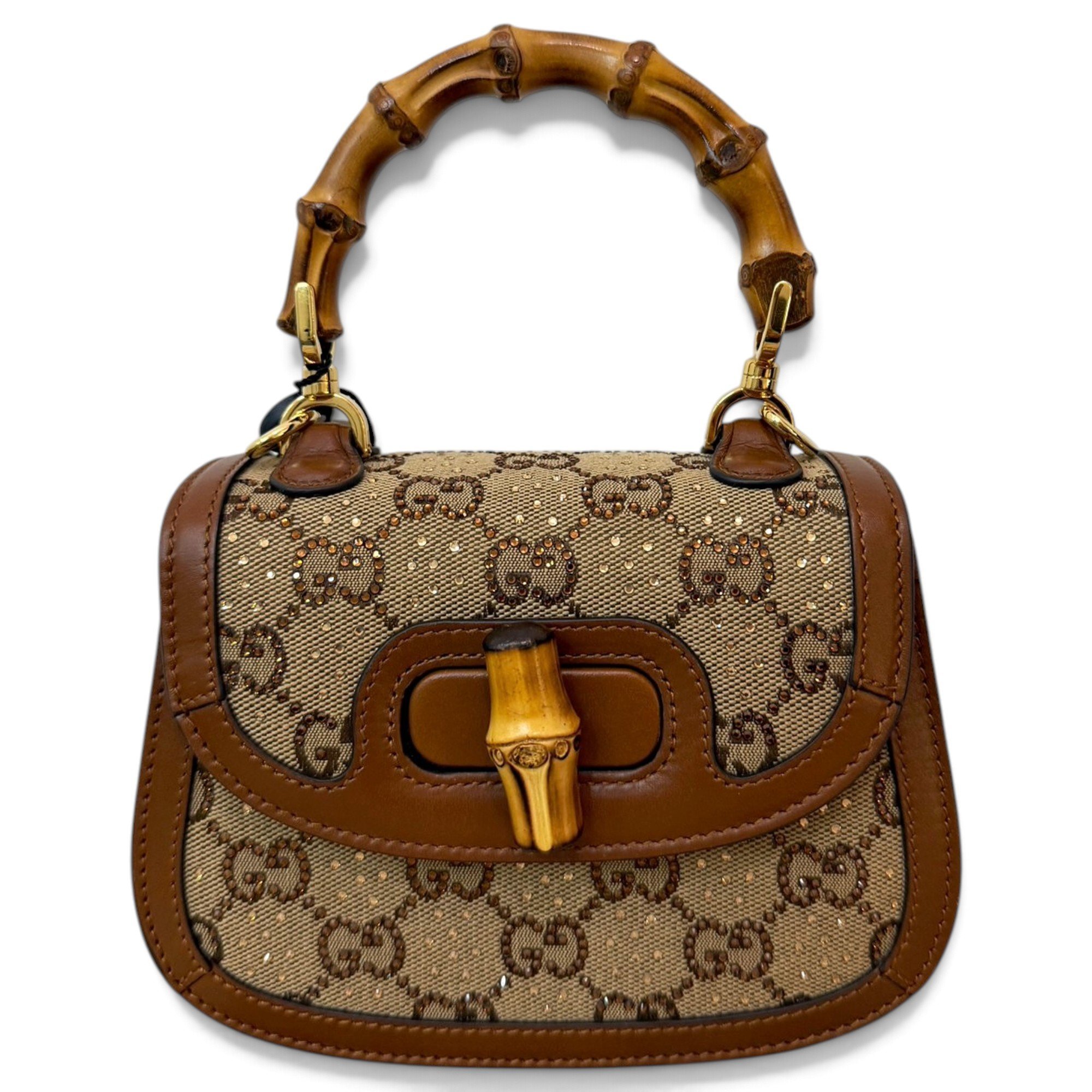 Convertible Bamboo Top Handle leather handbag