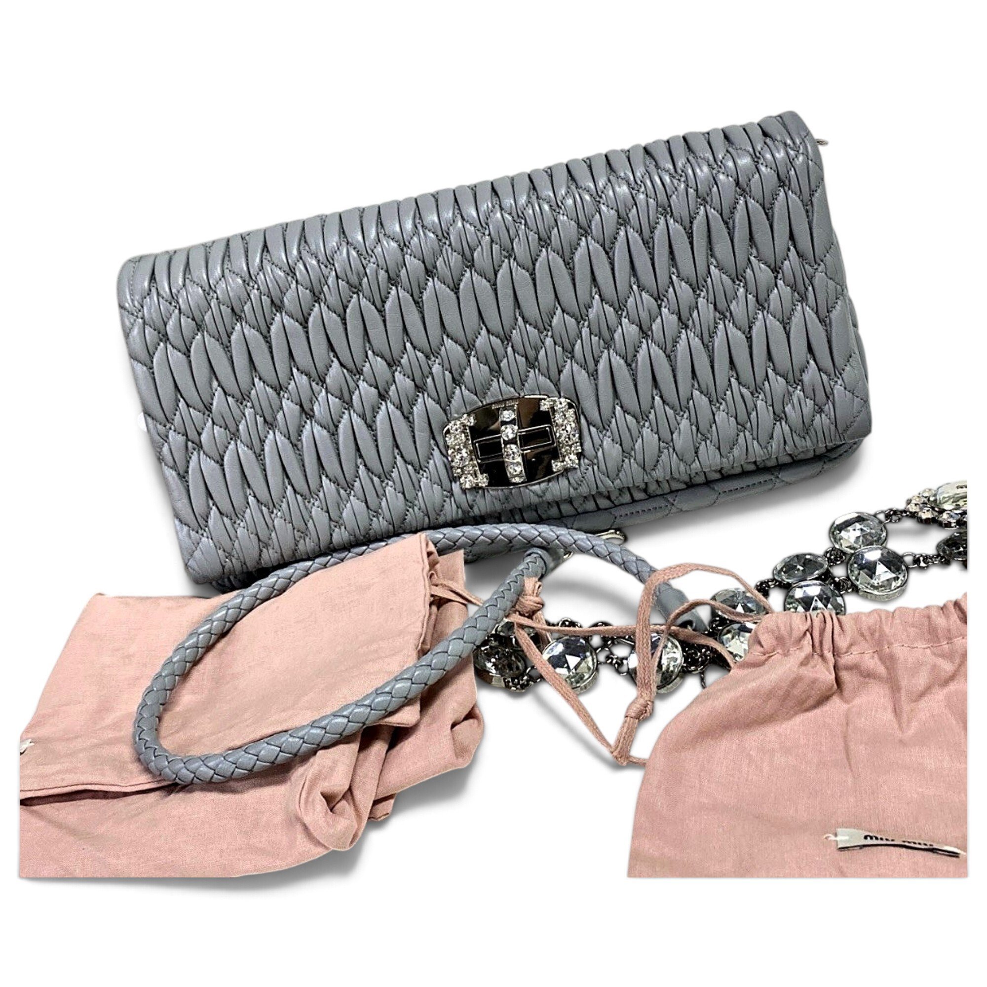 Miu Crystal leather handbag