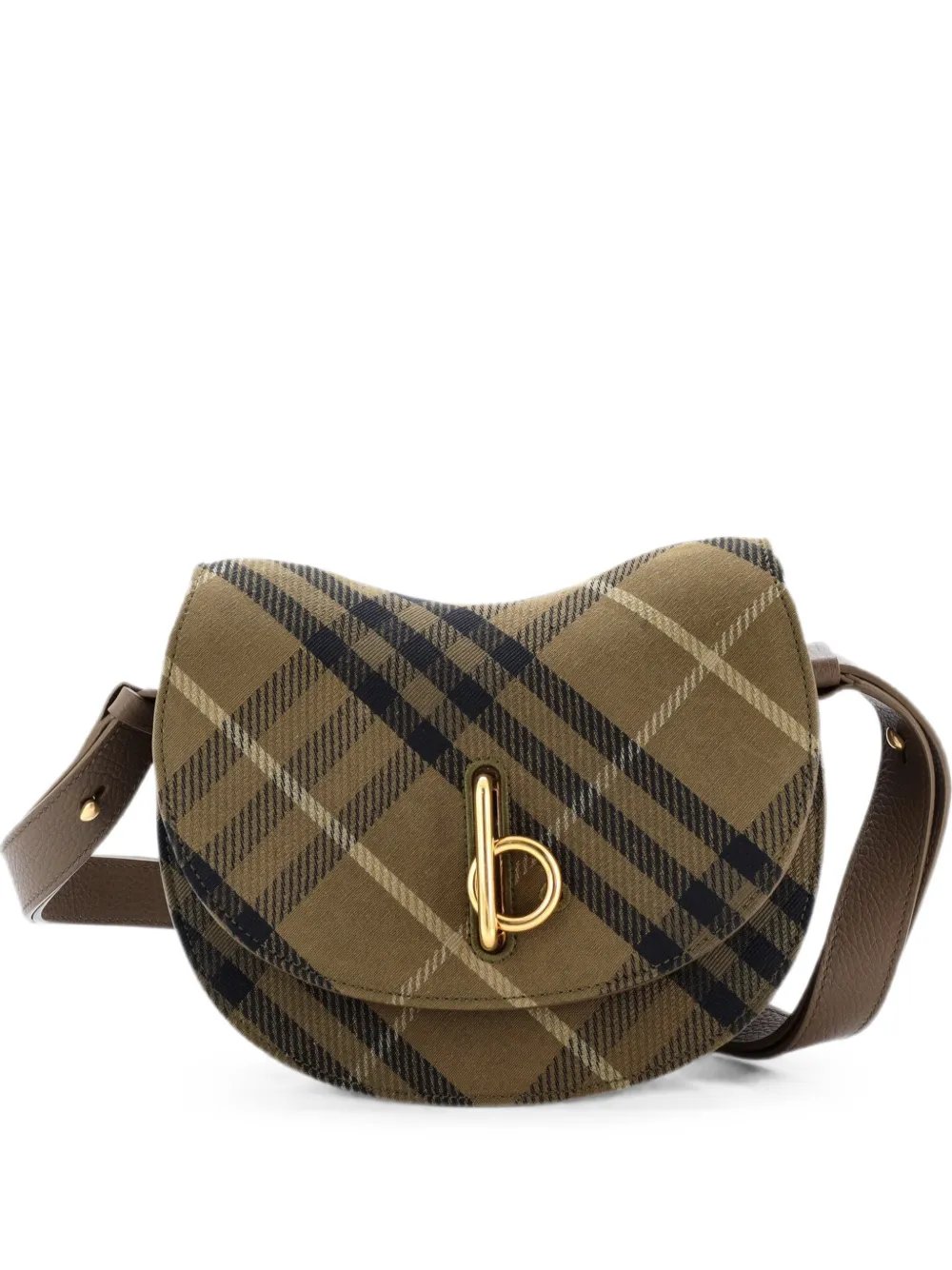 Rocking Horse Shoulder Bag Check Jacquard with Leather Mini crossbody bag